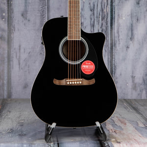 Fender FA-125CE Dreadnought Acoustic/Electric Guitar, Black, front closeup