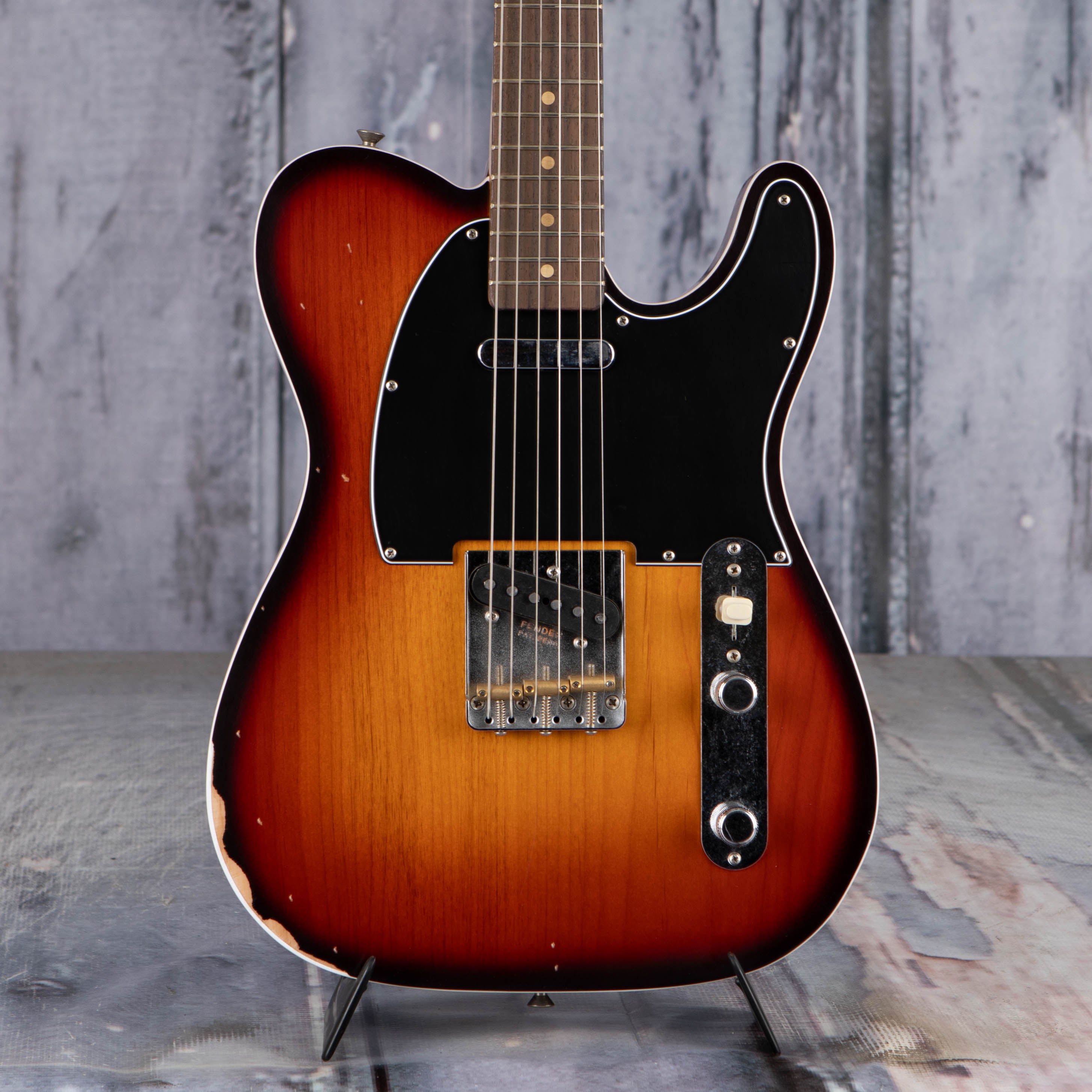 Fender Jason Isbell Custom Telecaster Electric Guitar, 3-Color Chocolate Burst, front closeup