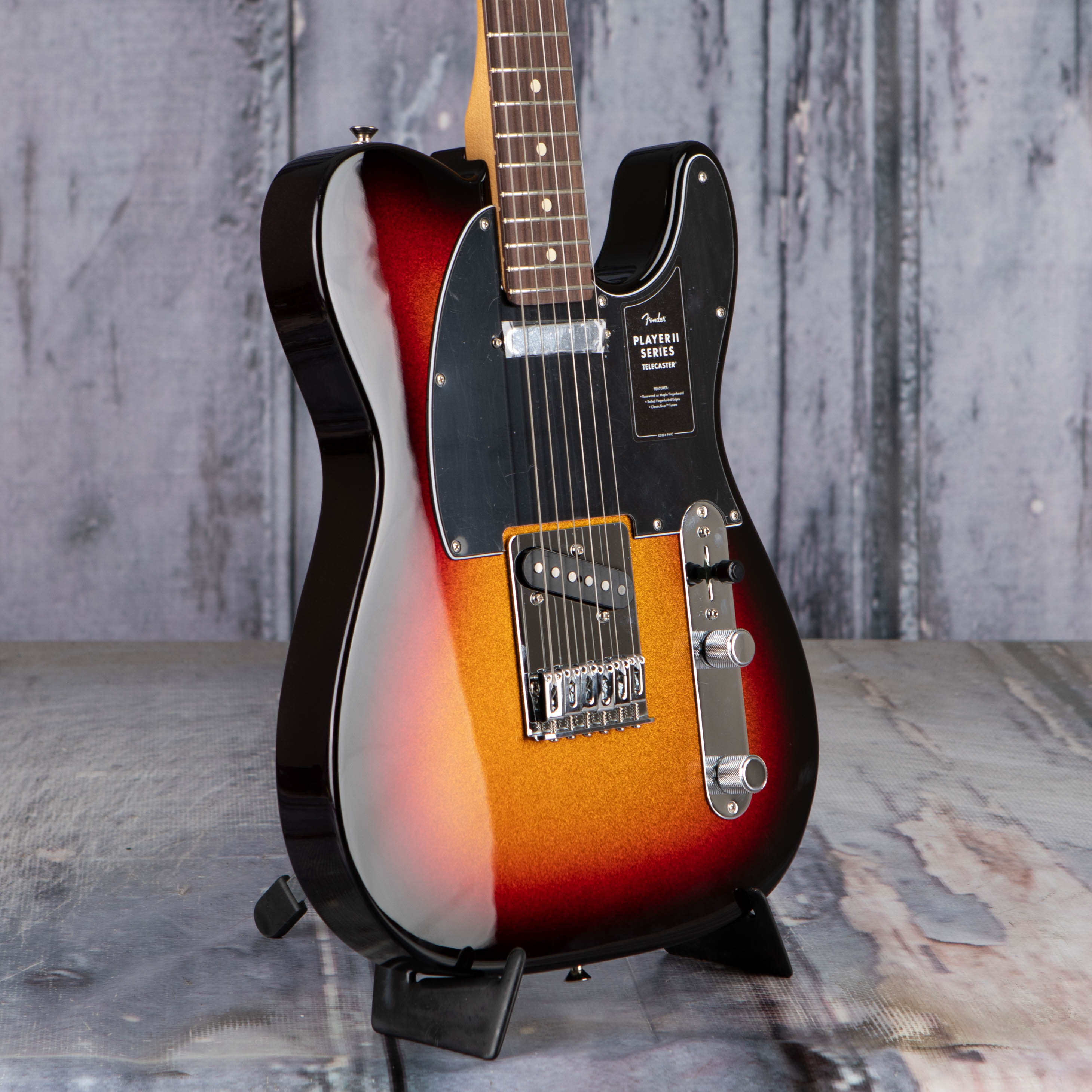 Fender Limited Edition Player II Telecaster Electric Guitar, Sparkle 3-Color Sunburst, angle