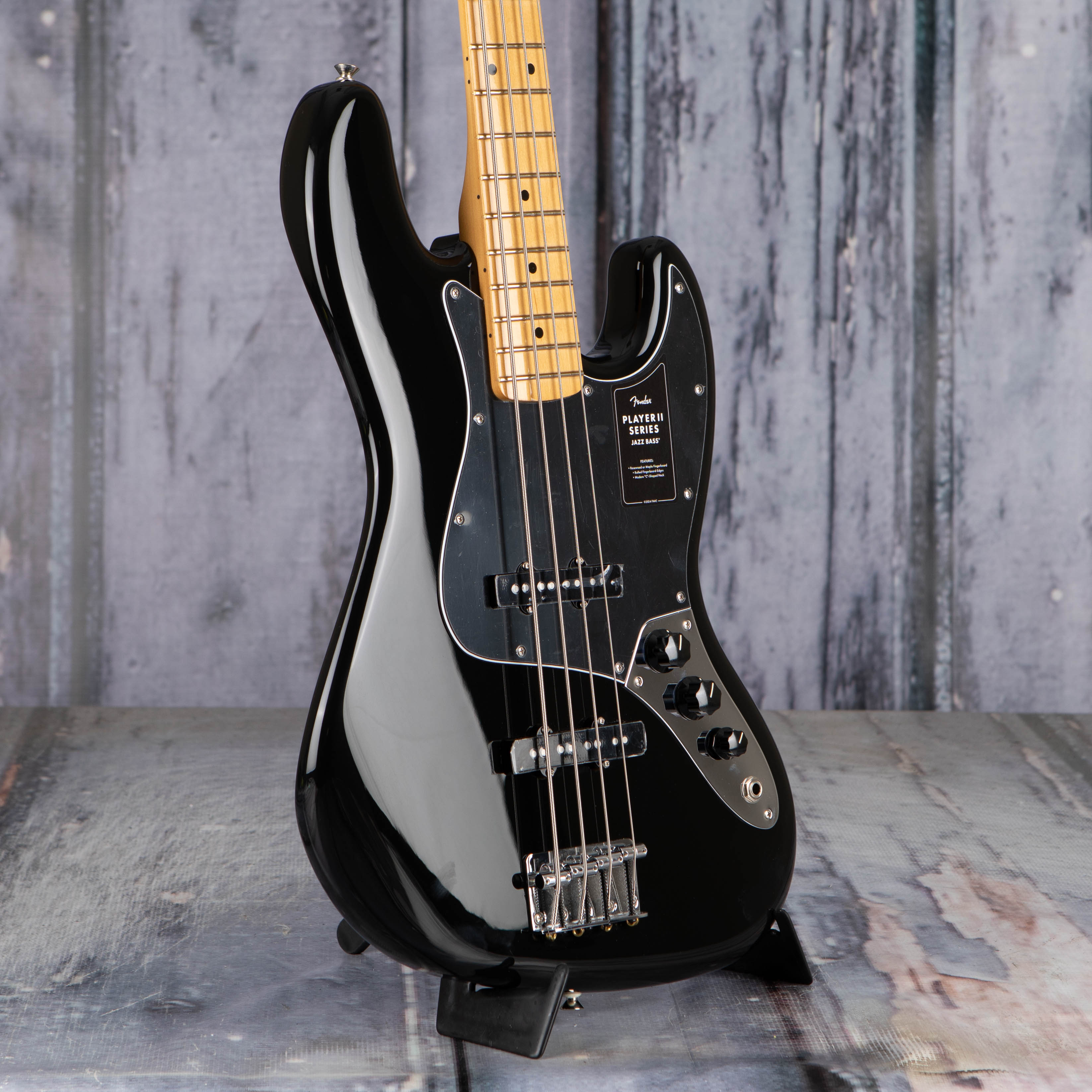 Fender Player II Jazz Bass Guitar, Black, angle