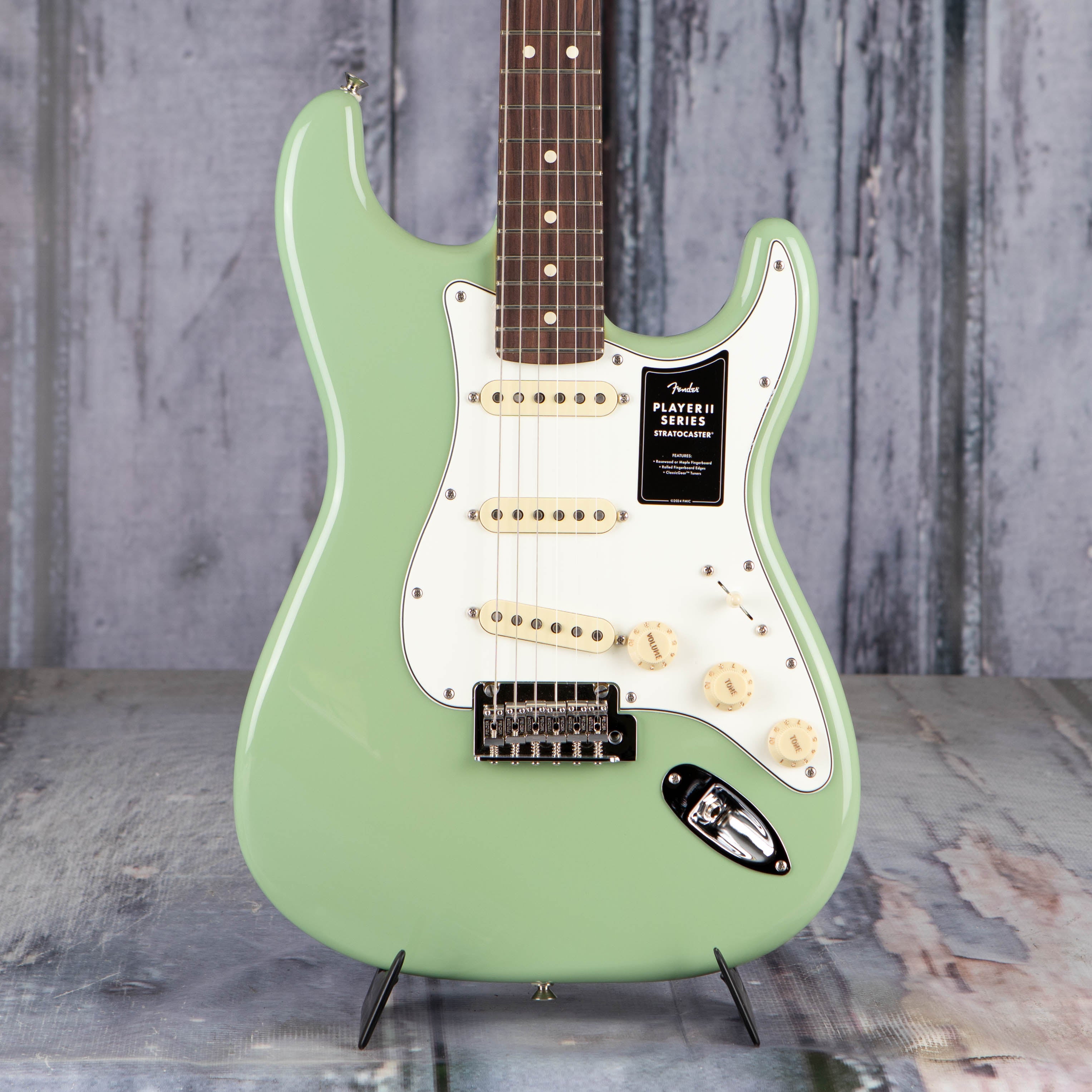 Fender Player II Stratocaster Electric Guitar, Birch Green, front closeup