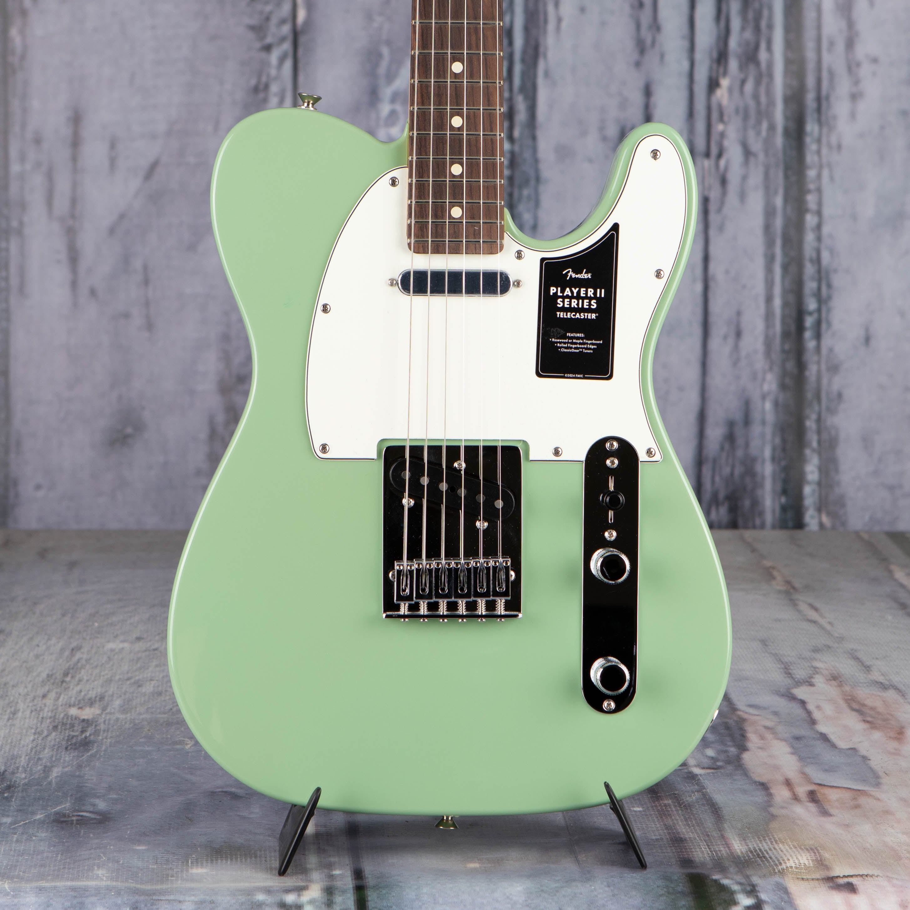 Fender Player II Telecaster Electric Guitar, Birch Green, front closeup