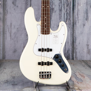 Fender Standard Jazz Bass Guitar, Olympic White, front closeup