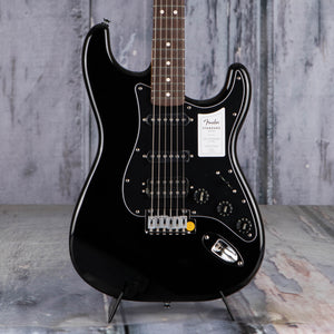 Fender Standard Stratocaster HSS Electric Guitar, Black, front closeup