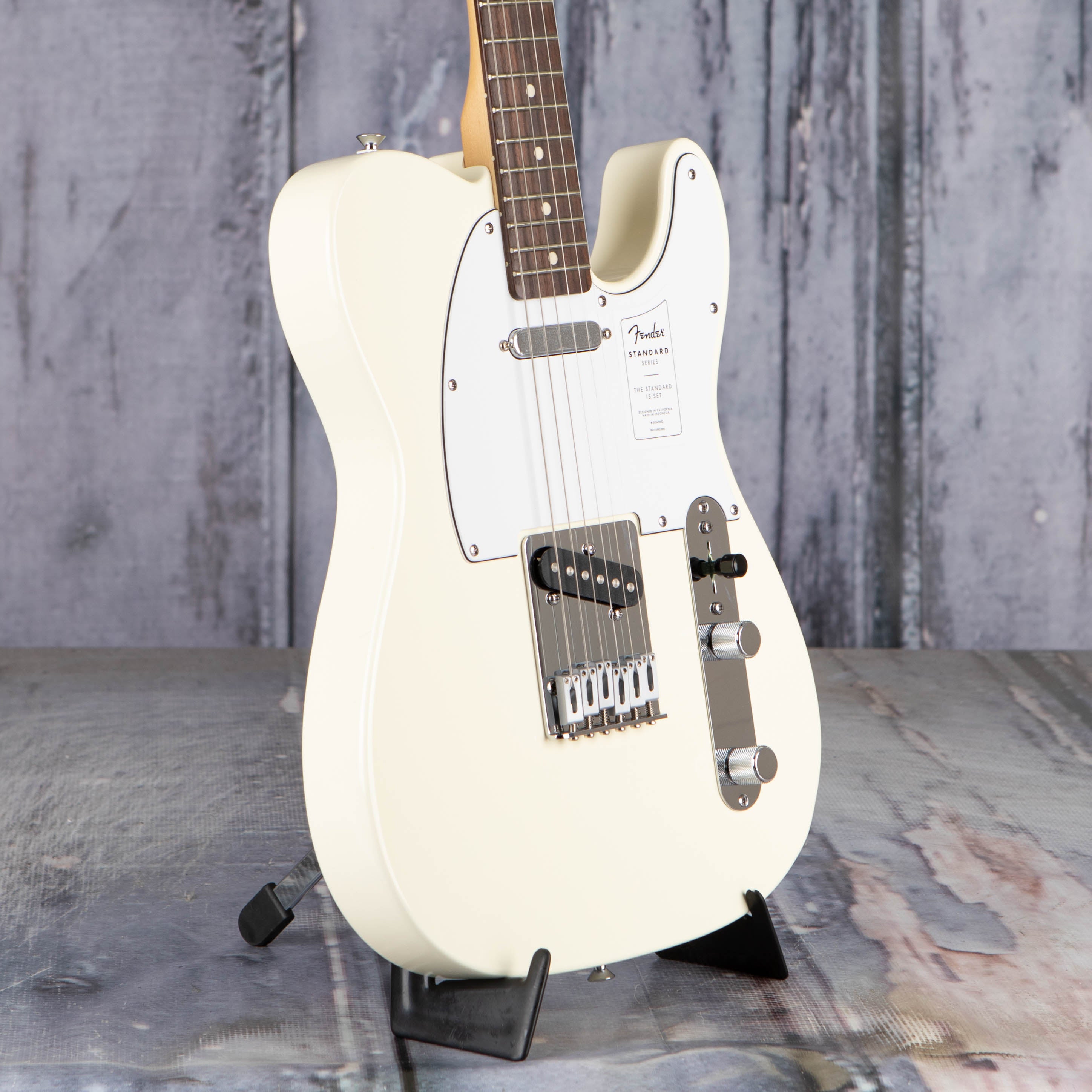 Fender Standard Telecaster Electric Guitar, Olympic White, angle