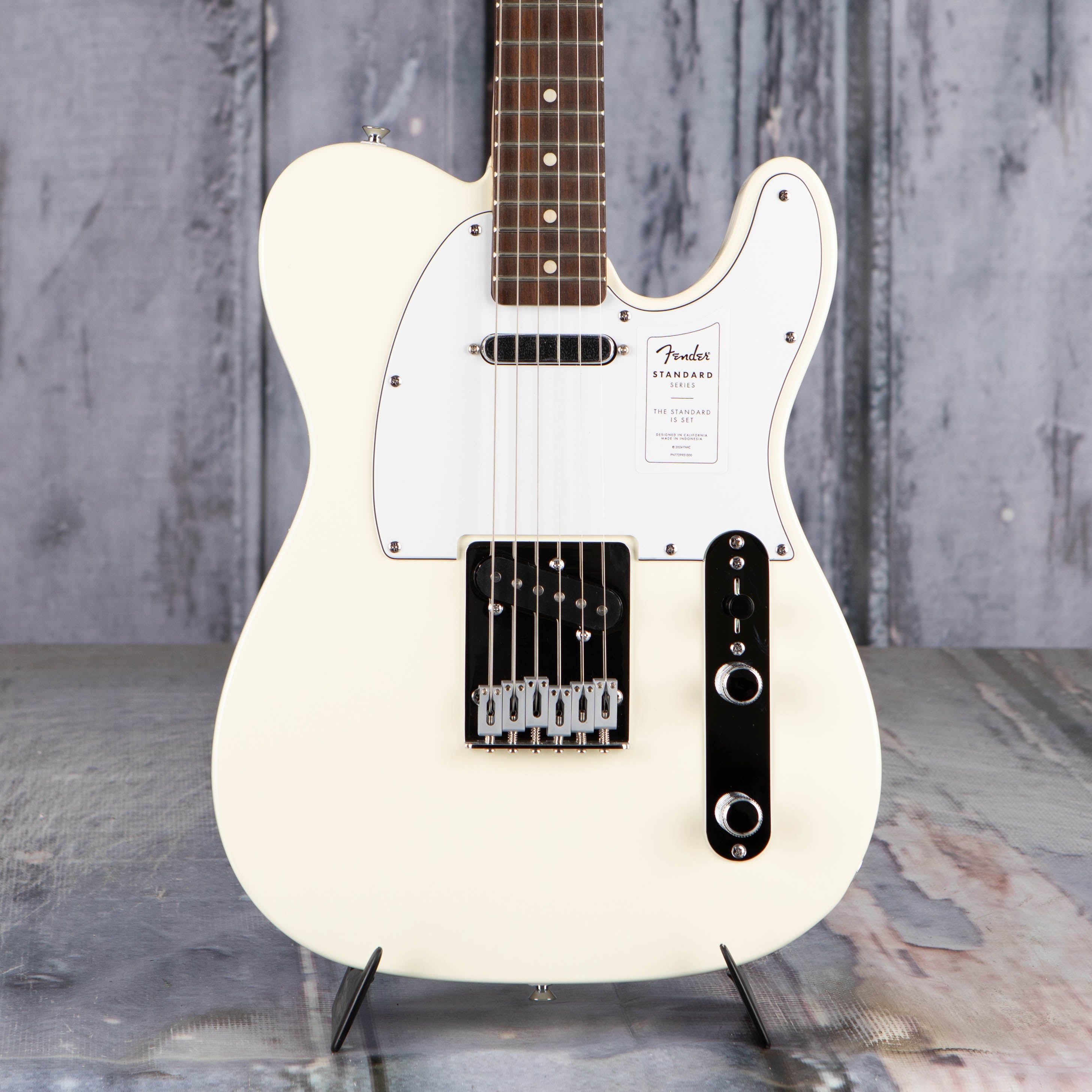 Fender Standard Telecaster Electric Guitar, Olympic White, front closeup