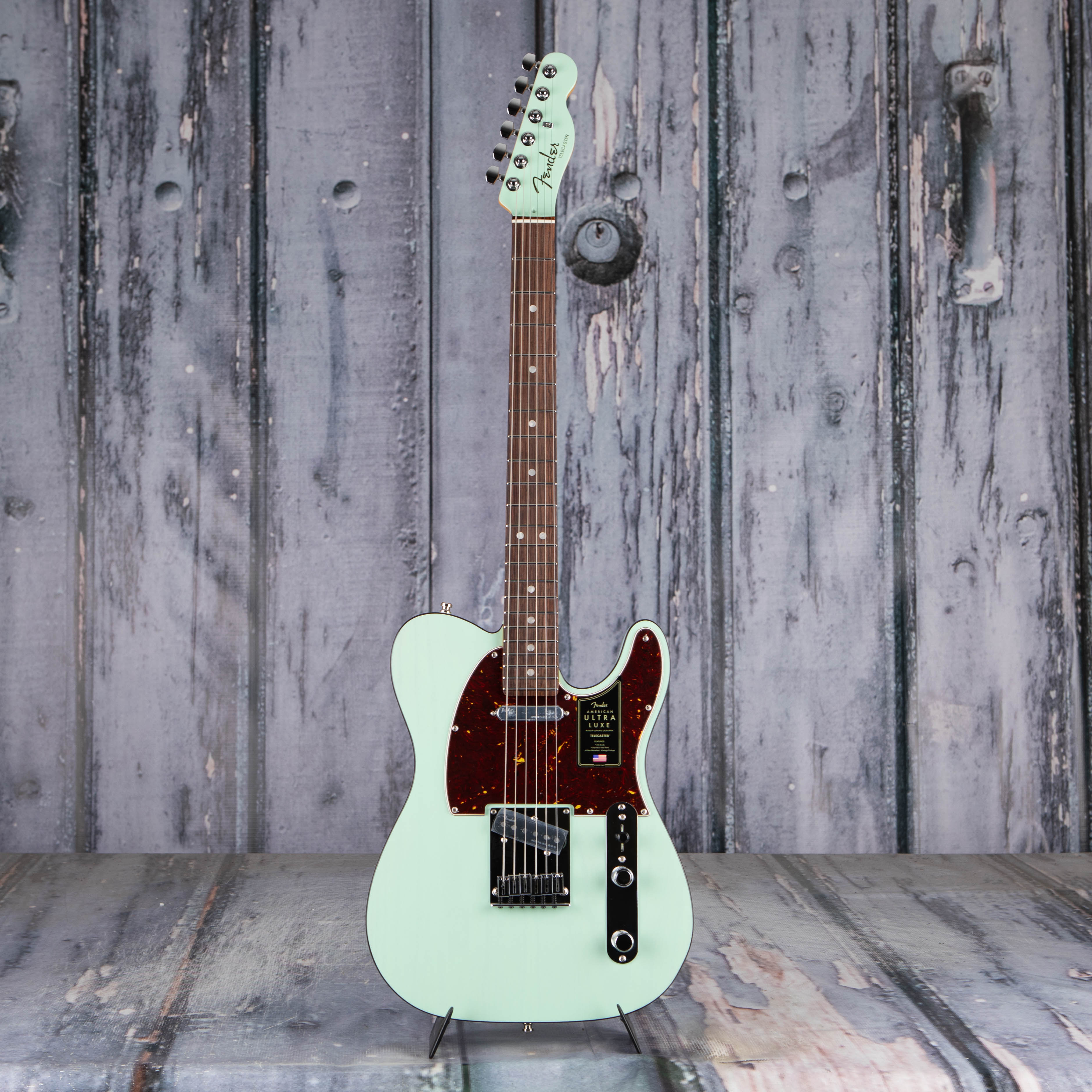 Fender Ultra Luxe Telecaster Electric Guitar, Transparent Surf Green, front