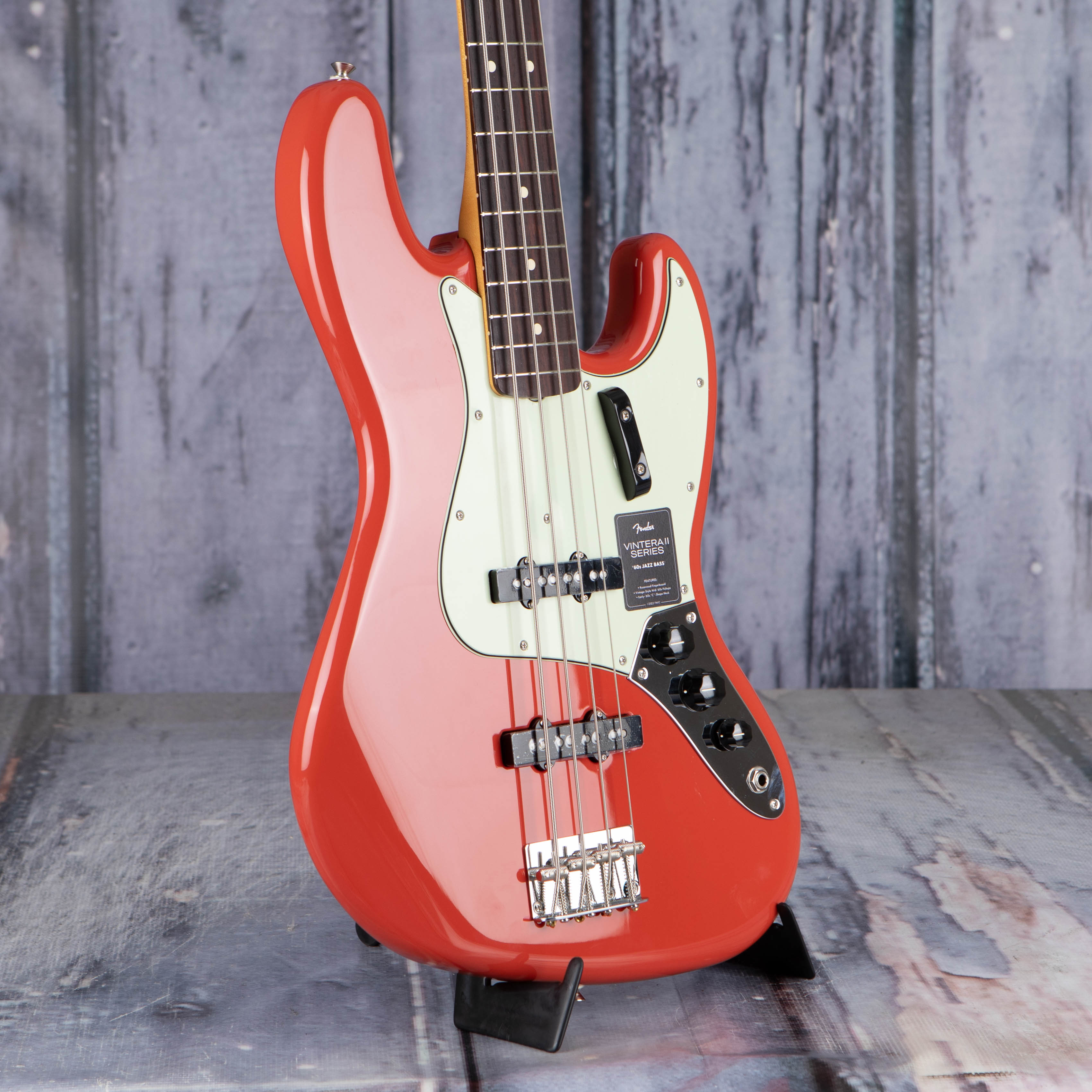 Fender Vintera II '60s Jazz Bass Guitar, Fiesta Red, angle