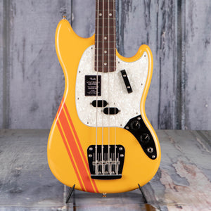 Fender Vintera II '70s Competition Mustang Bass Guitar, Competition Orange, front closeup