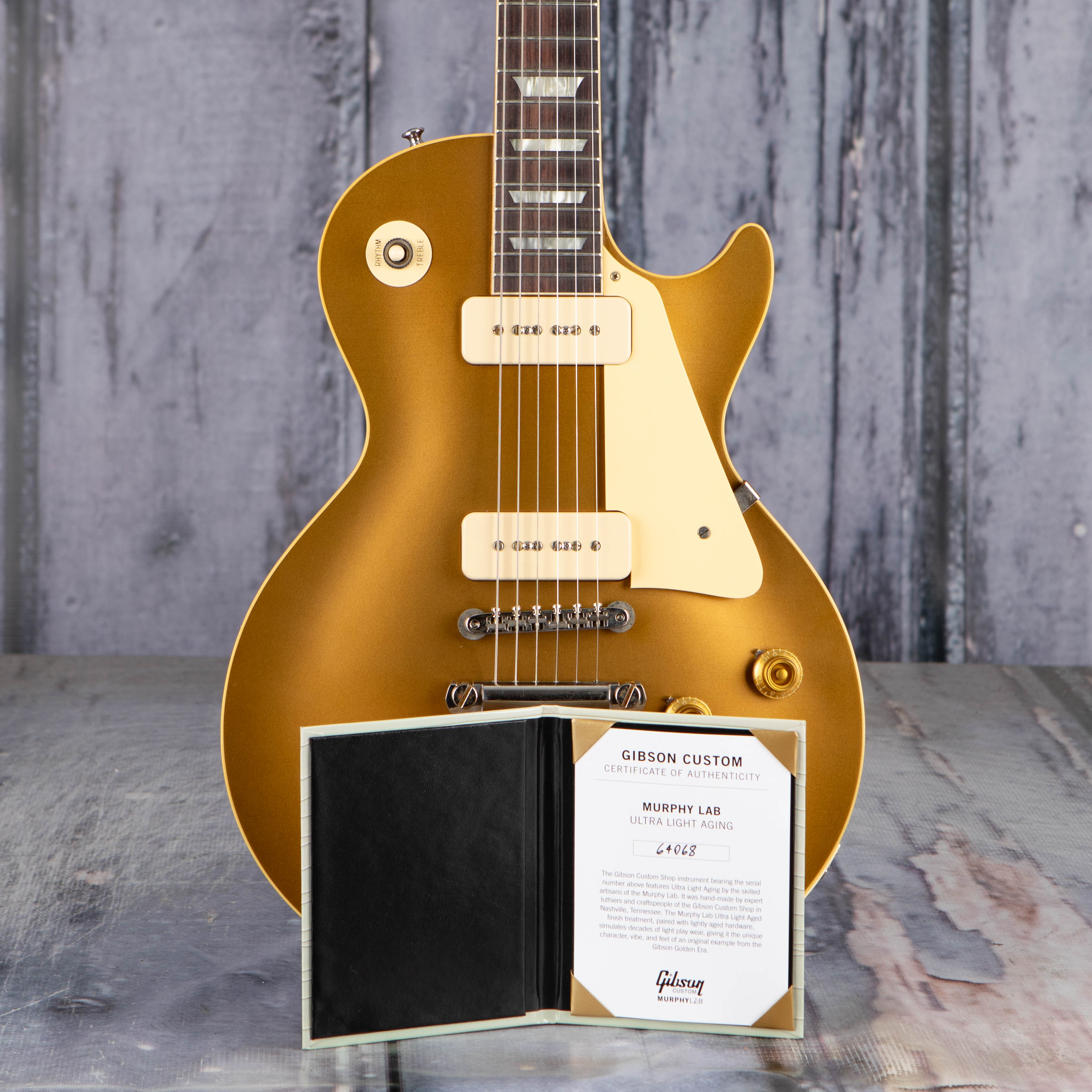 Gibson Custom Shop 1956 Les Paul Goldtop Reissue Murphy Lab Ultra Light Aged Electric Guitar, Double Gold, coa