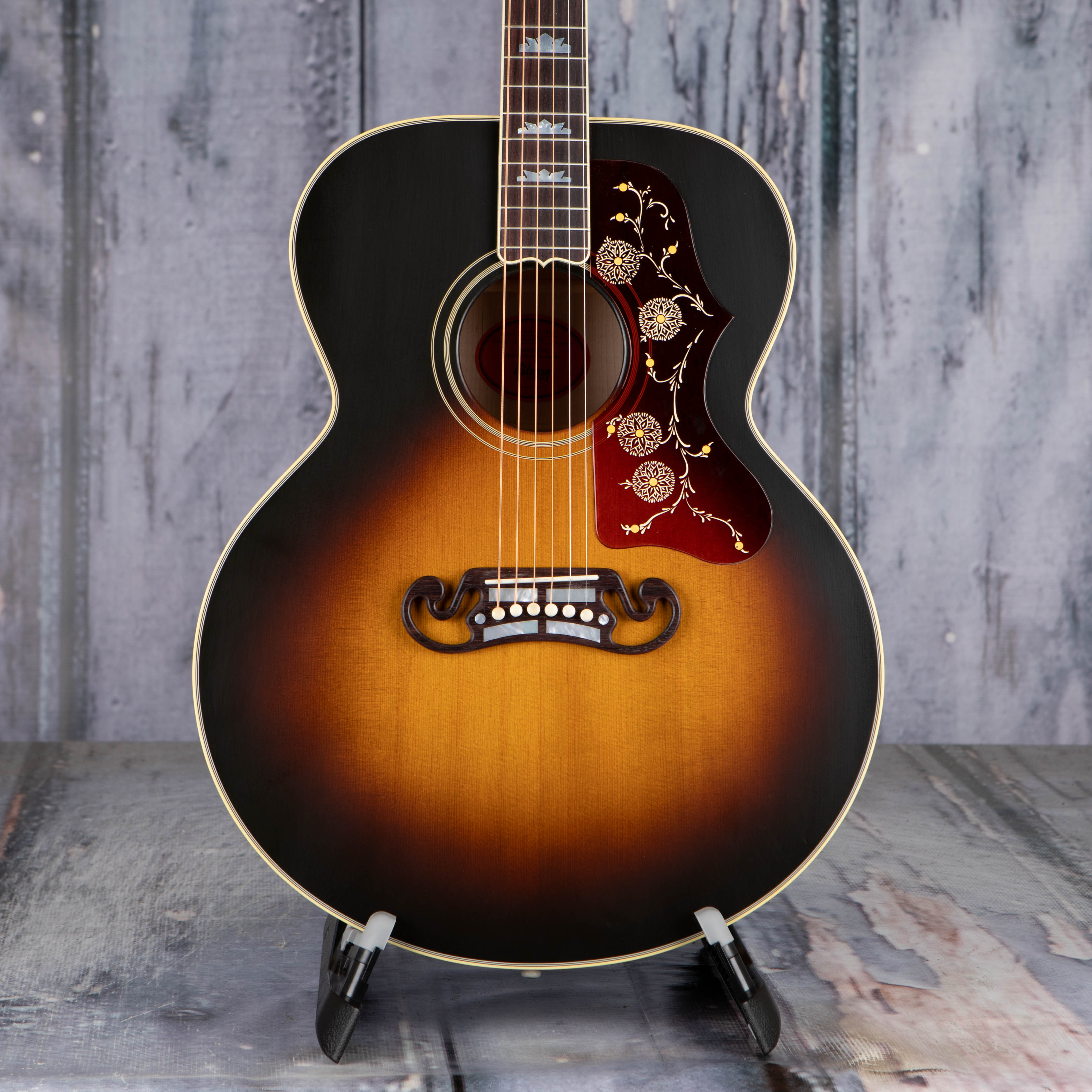 Gibson Custom Shop 1957 SJ-200 Acoustic Guitar, Vintage Sunburst, front closeup