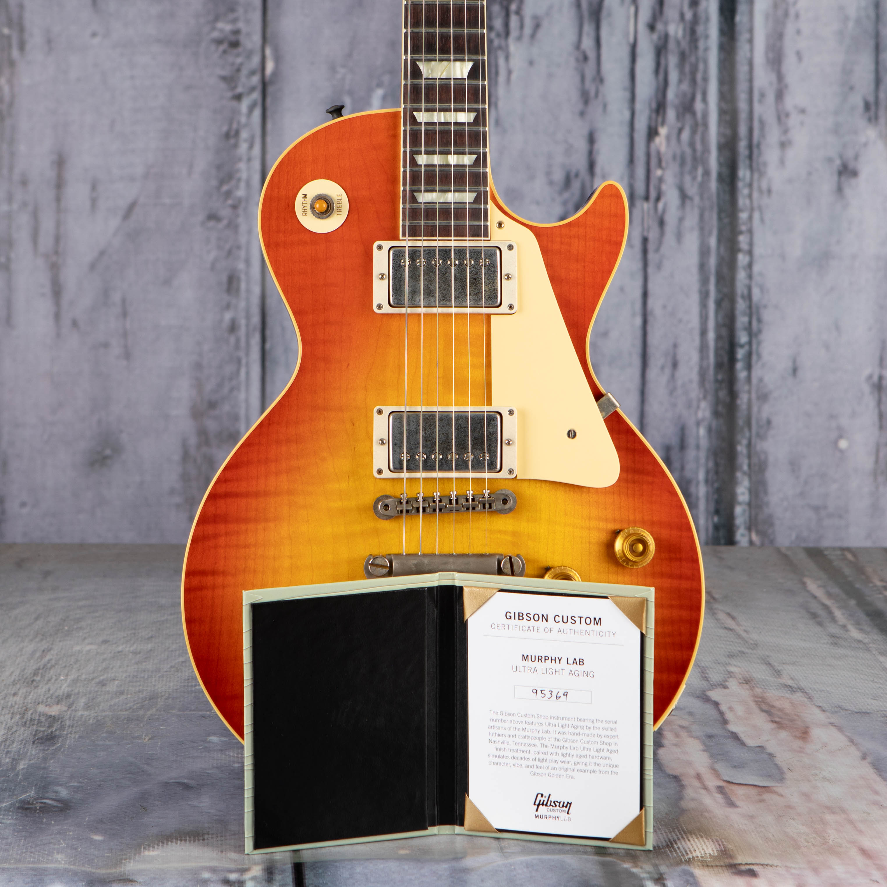 Gibson Custom Shop 1959 Les Paul Standard Reissue Murphy Lab Ultra Light Aged Electric Guitar, Sunrise Teaburst, coa