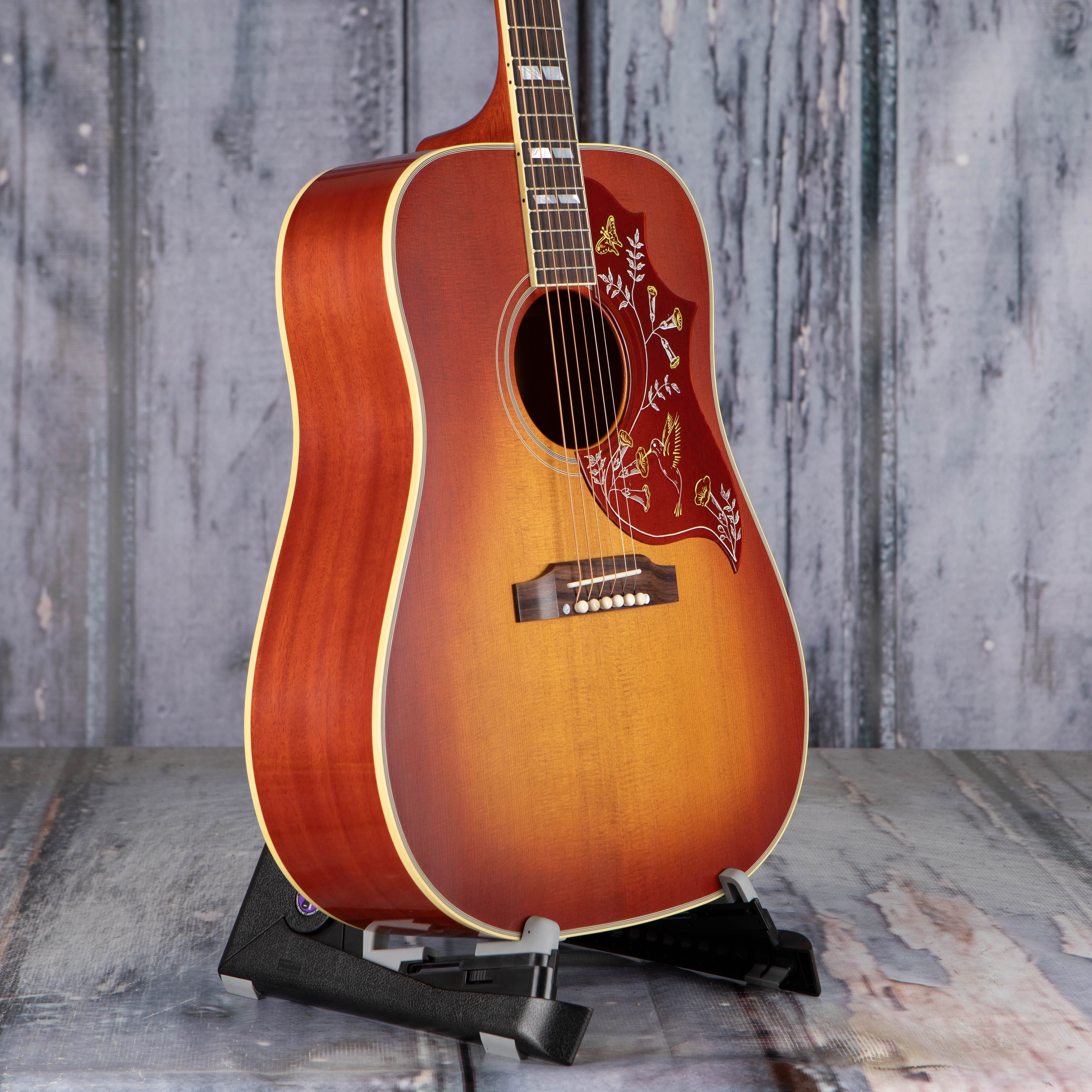 Gibson Custom Shop 1960 Hummingbird Fixed Bridge Acoustic Guitar, Heritage Cherry Sunburst, angle