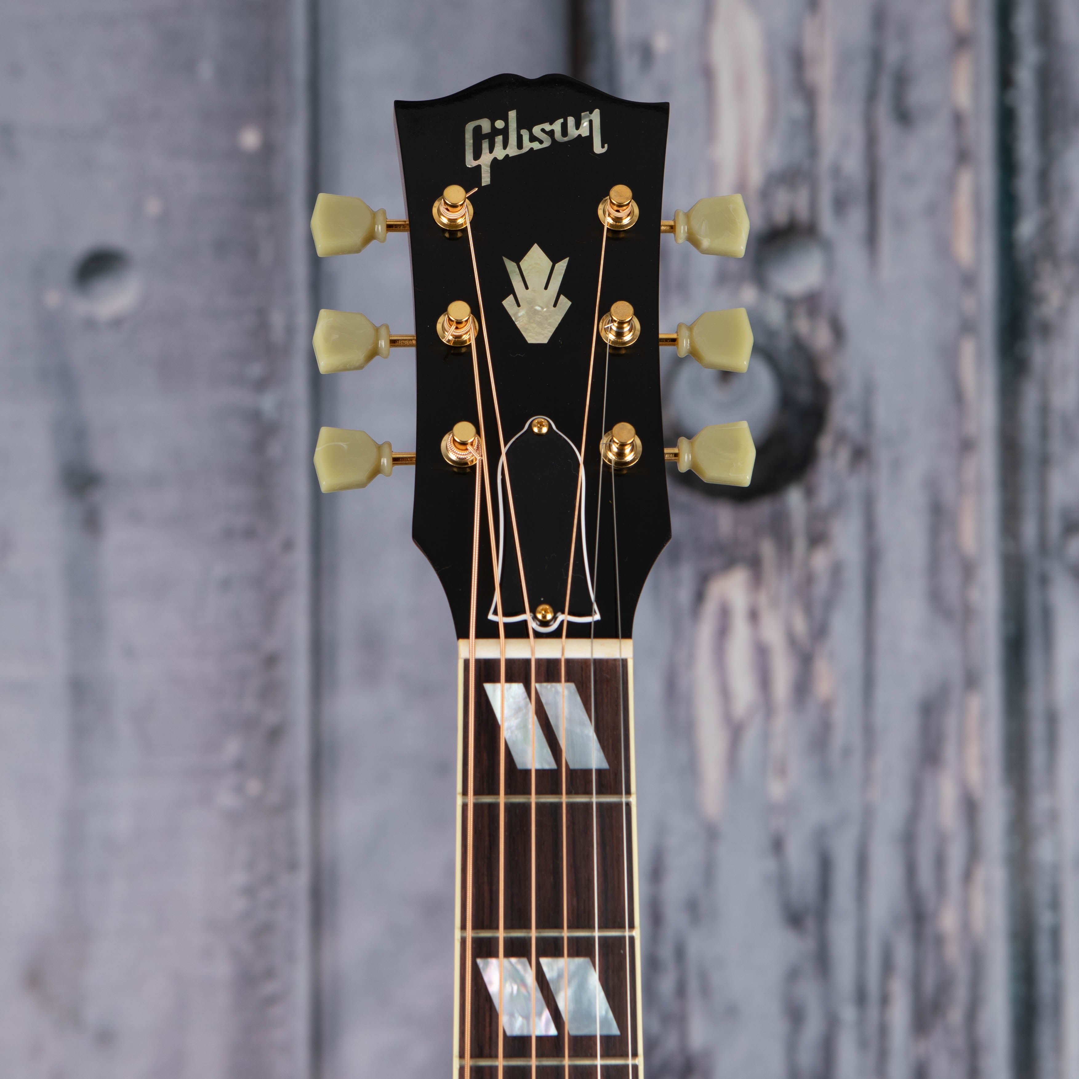 Gibson Custom Shop 1960 Hummingbird Fixed Bridge Acoustic Guitar, Heritage Cherry Sunburst, front headstock