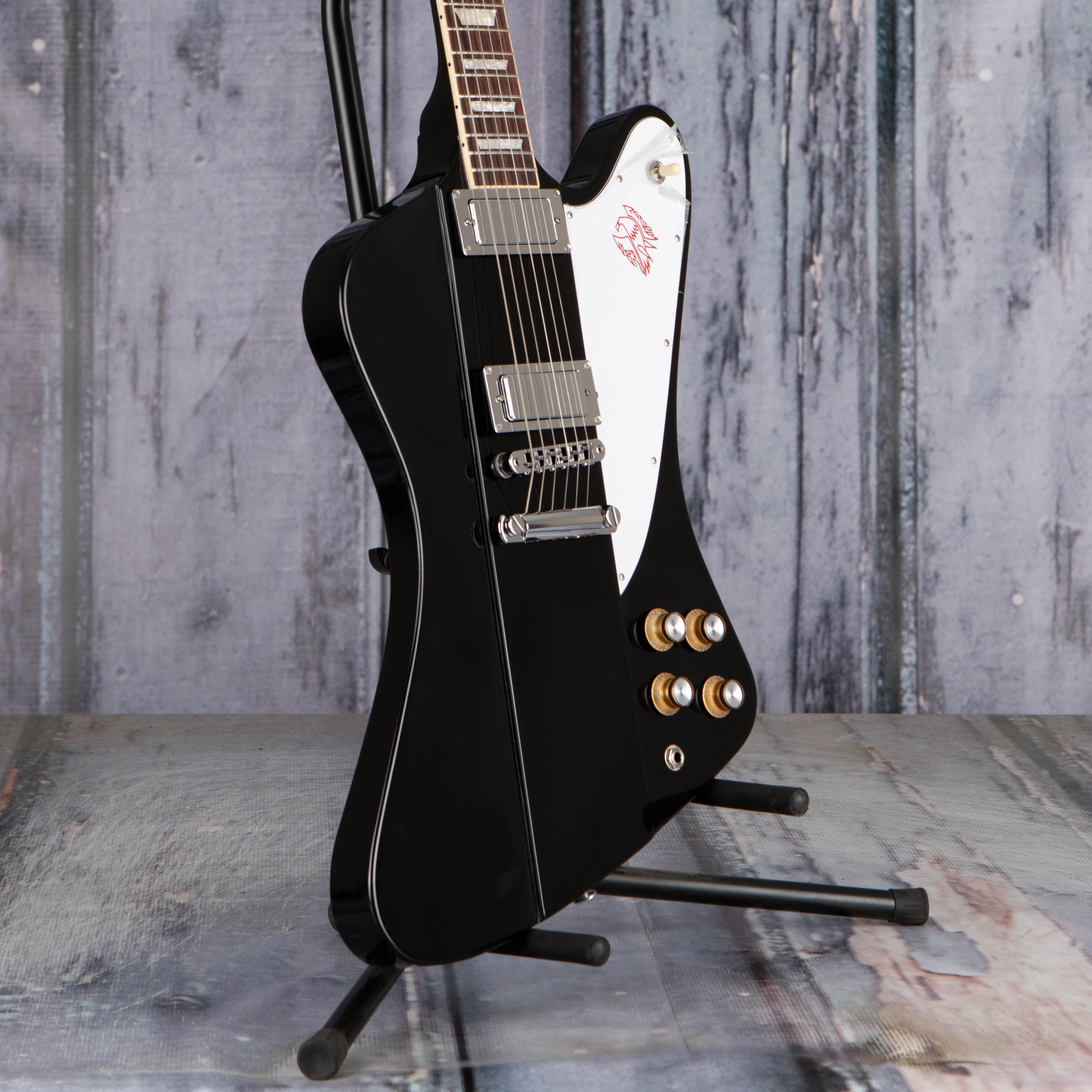 Gibson Firebird Platypus Electric Guitar, Ebony, angle