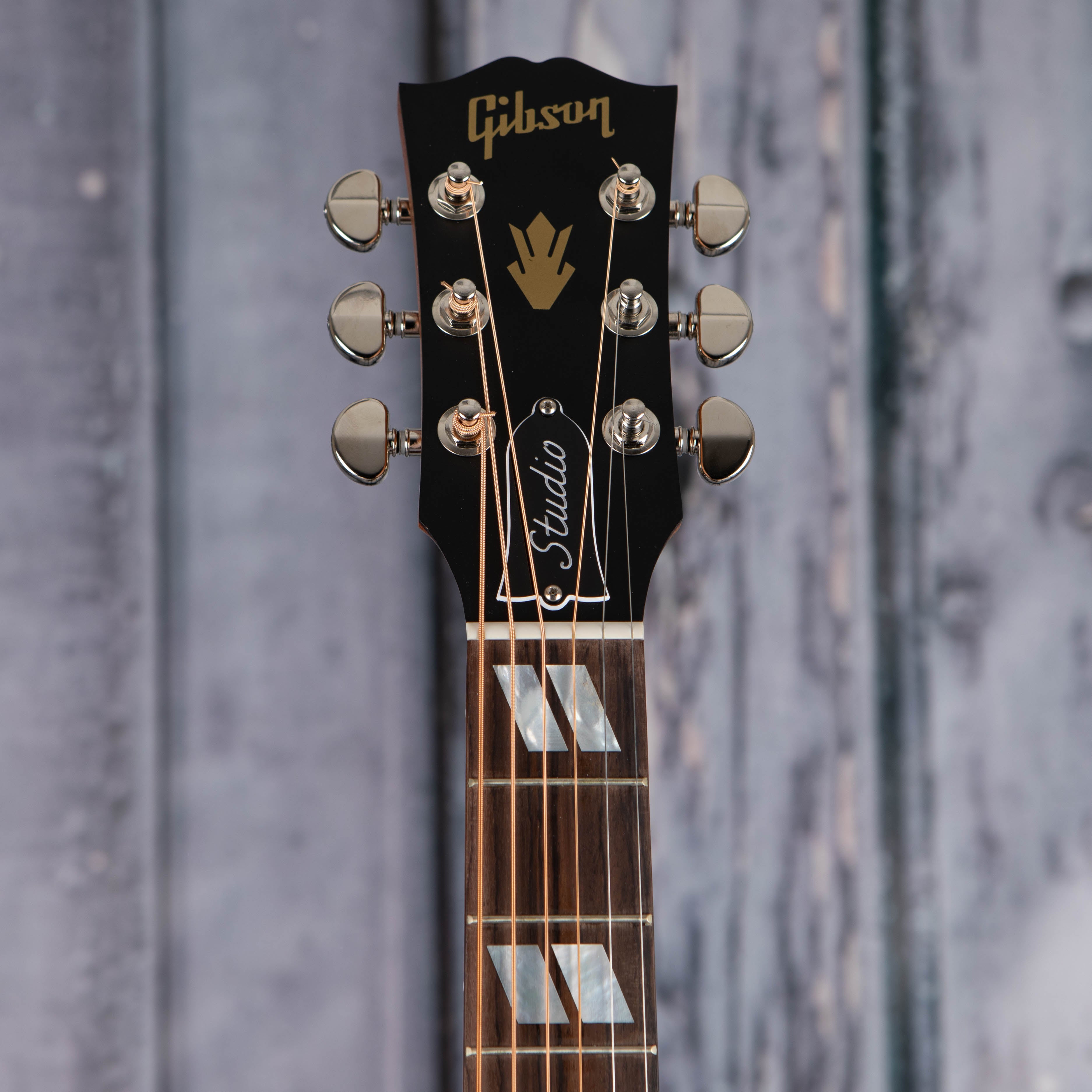 Gibson Hummingbird Studio Rosewood Acoustic/Electric Guitar, Natural, front headstock