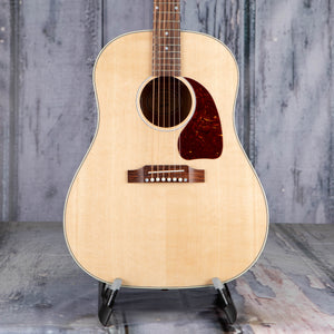 Gibson J-45 Standard Acoustic/Electric Guitar, Antique Natural/Cherry Back, front closeup