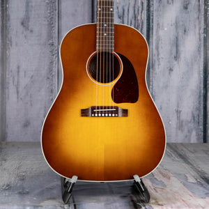 Gibson J-45 Standard Acoustic/Electric Guitar, Honey Burst, front closeup