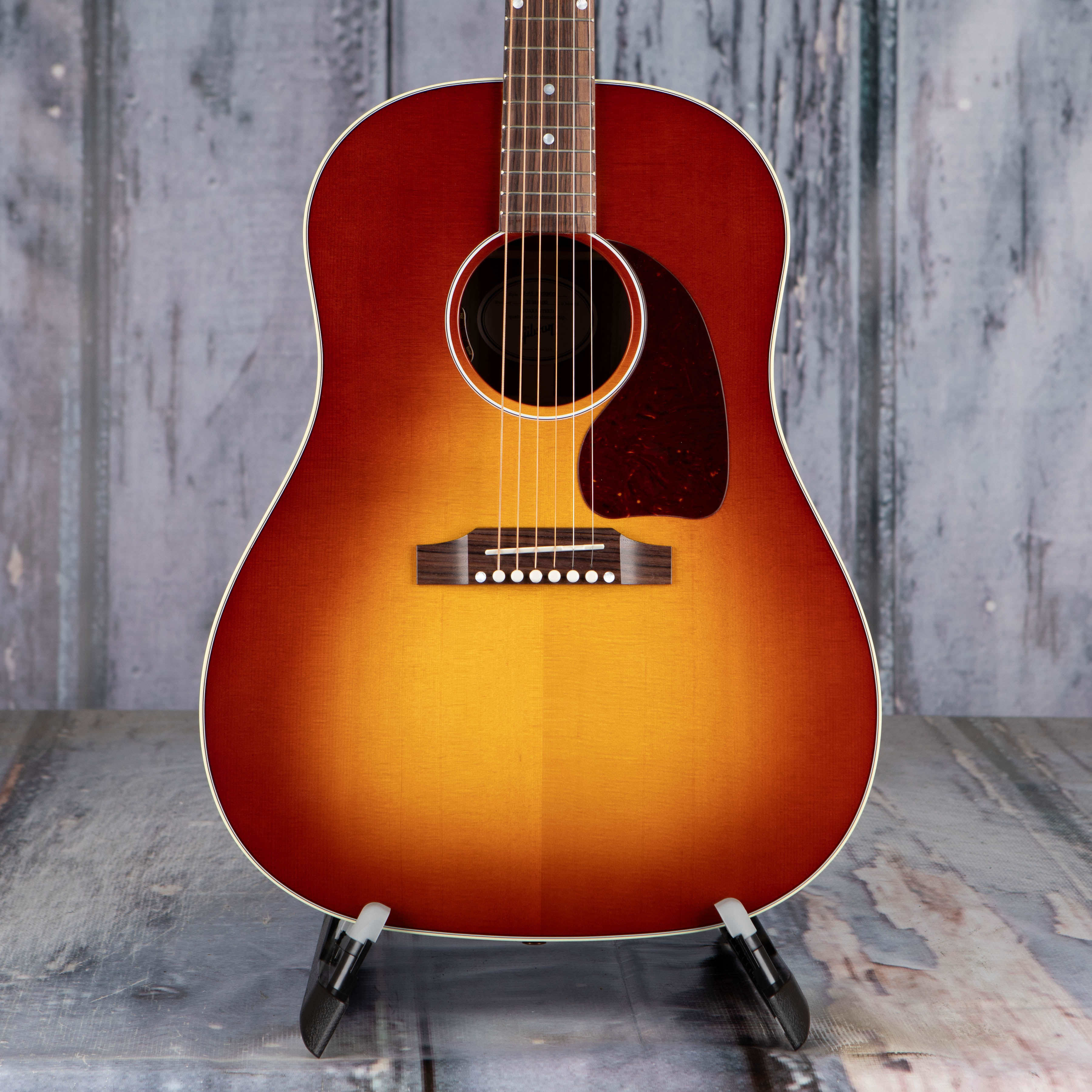 Gibson J-45 Standard Rosewood Acoustic/Electric Guitar, Rosewood Burst, front closeup