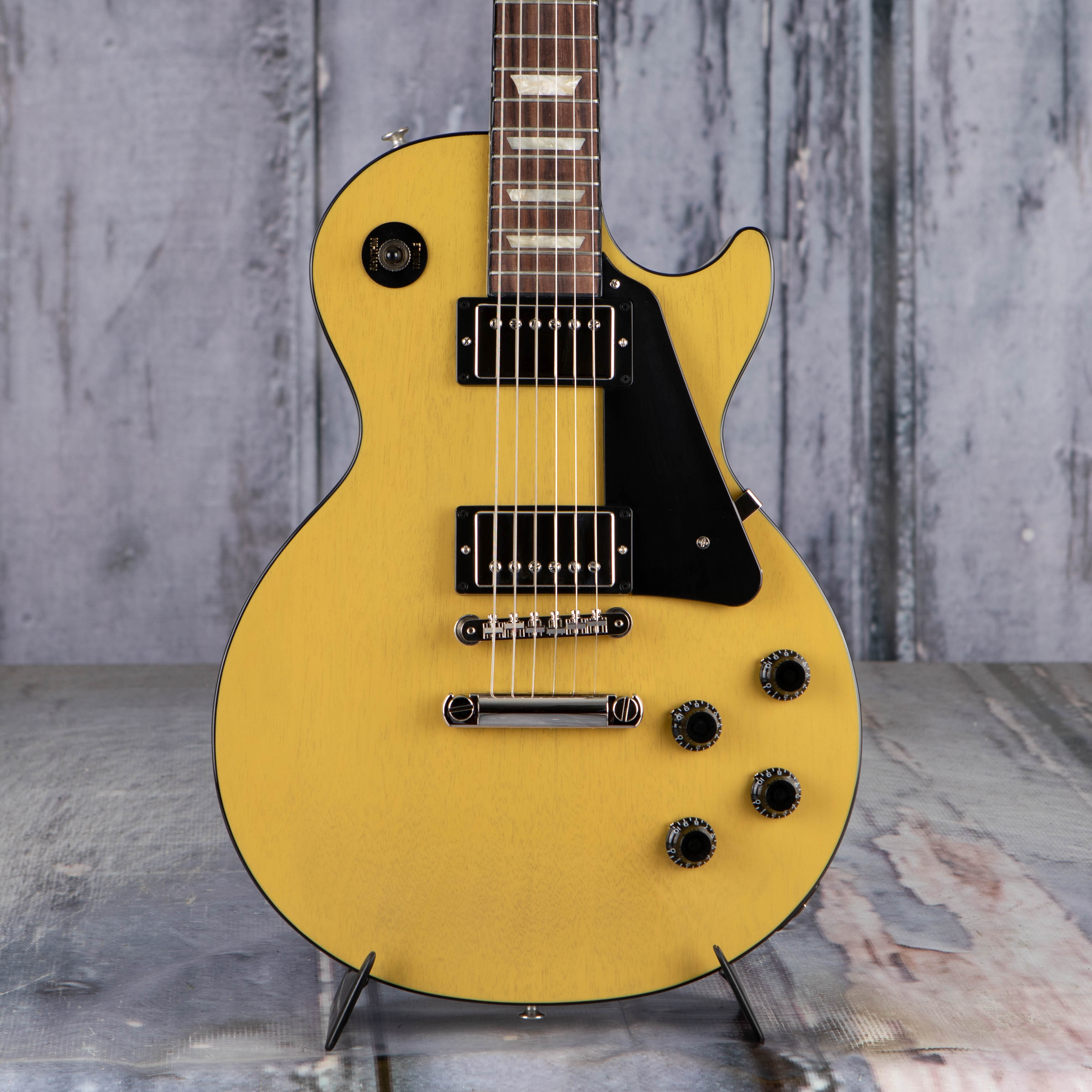 Gibson Les Paul Standard 50s Mahogany Top Electric Guitar, TV Yellow, front closeup