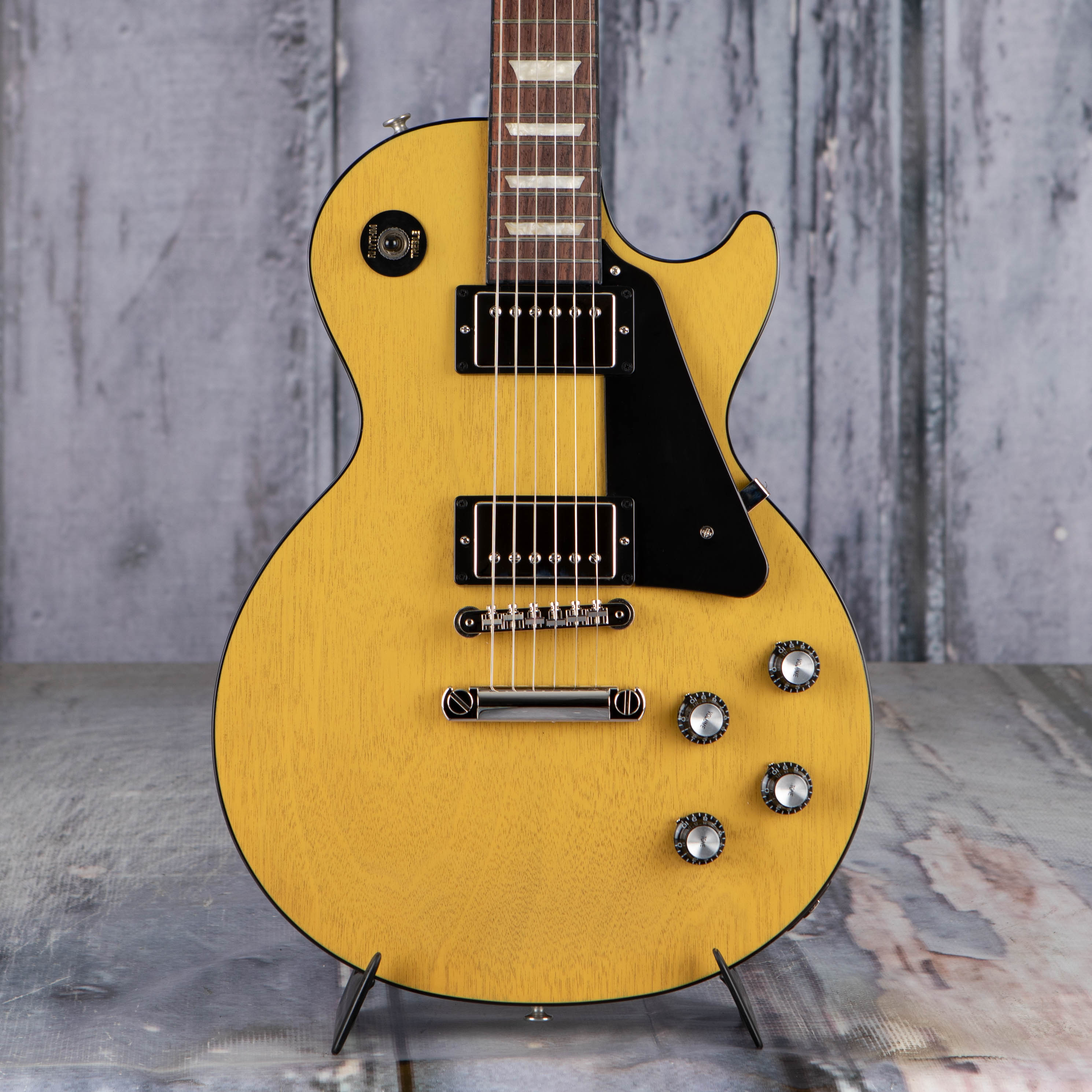 Gibson Les Paul Standard 60s Mahogany Top Electric Guitar, TV Yellow, front closeup