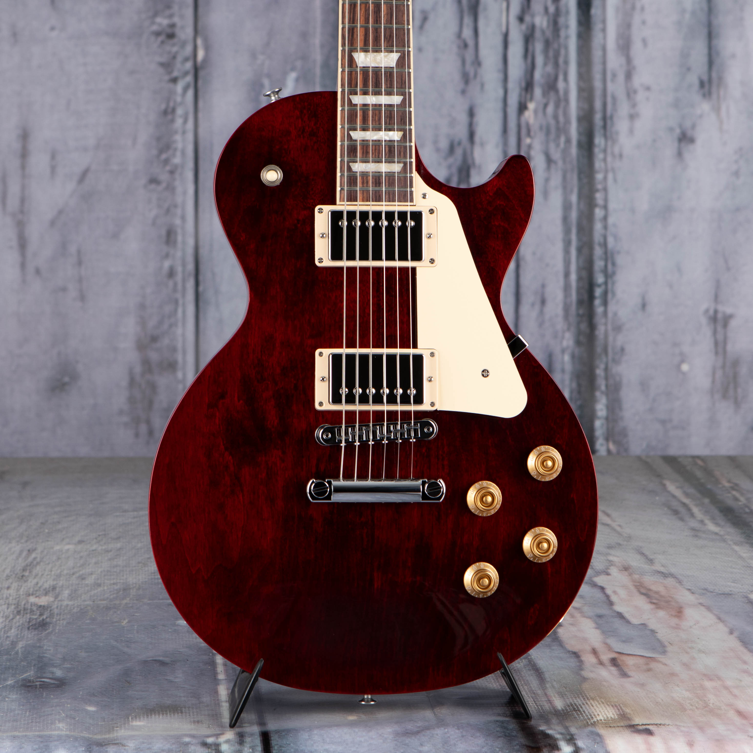 Gibson Les Paul Studio Electric Guitar, Wine Red, front closeup