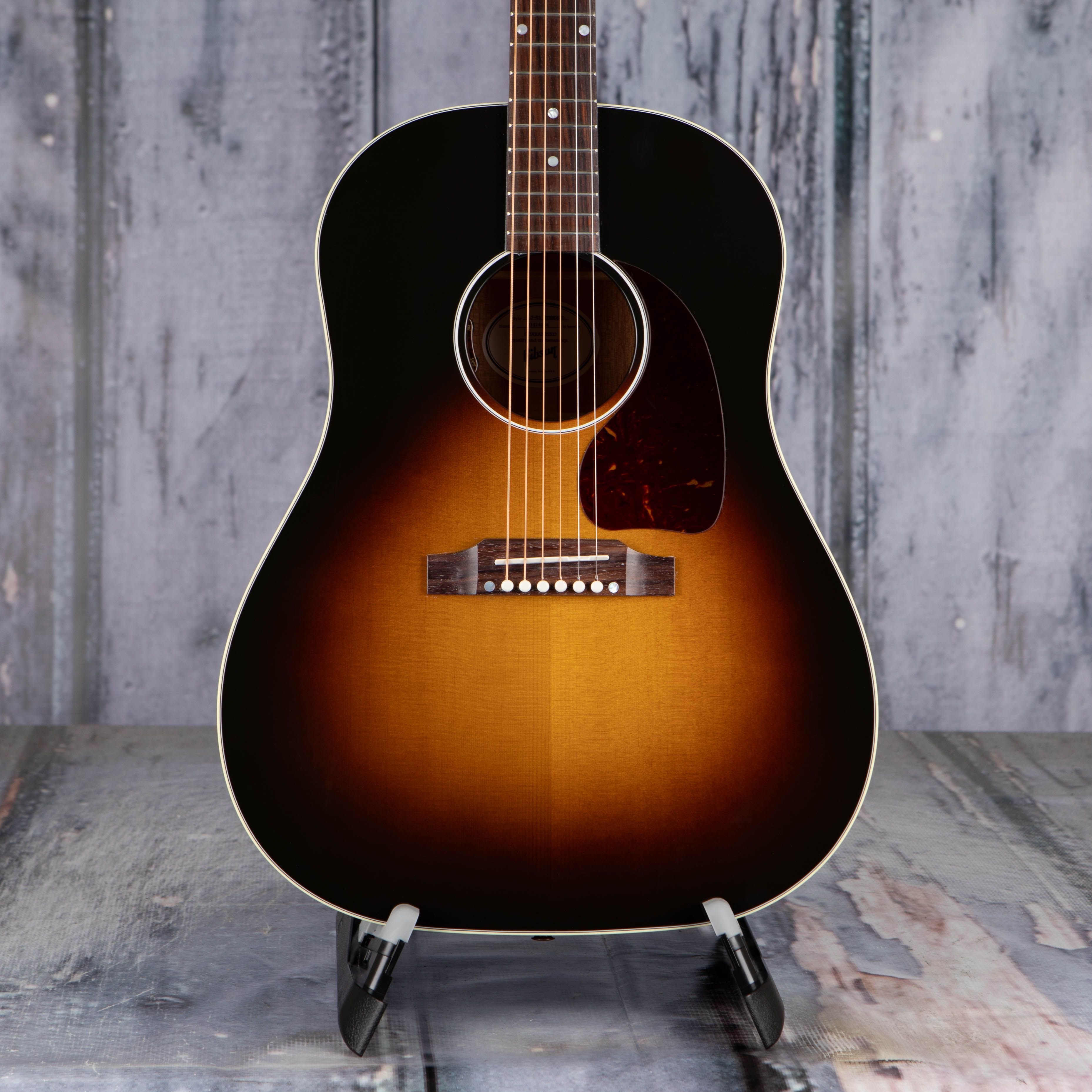 Gibson Montana J-45 Standard Dreadnought Acoustic/Electric Guitar, Vintage Sunburst, front closeup