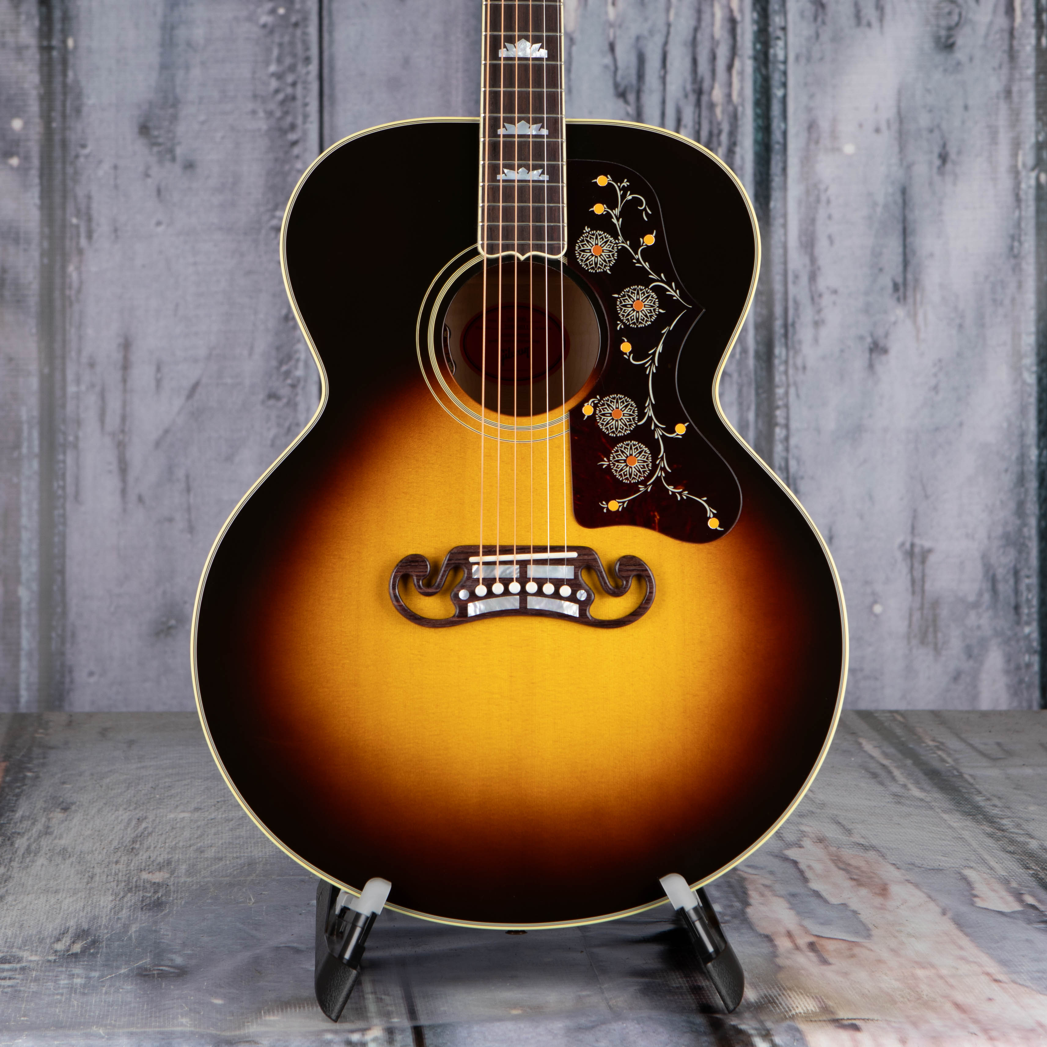 Gibson Montana SJ-200 Original Acoustic/Electric Guitar, Vintage Sunburst, front closeup