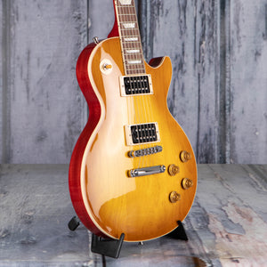 Gibson Slash "Jessica" Les Paul Standard Electric Guitar, Honey Burst with Red Back, angle