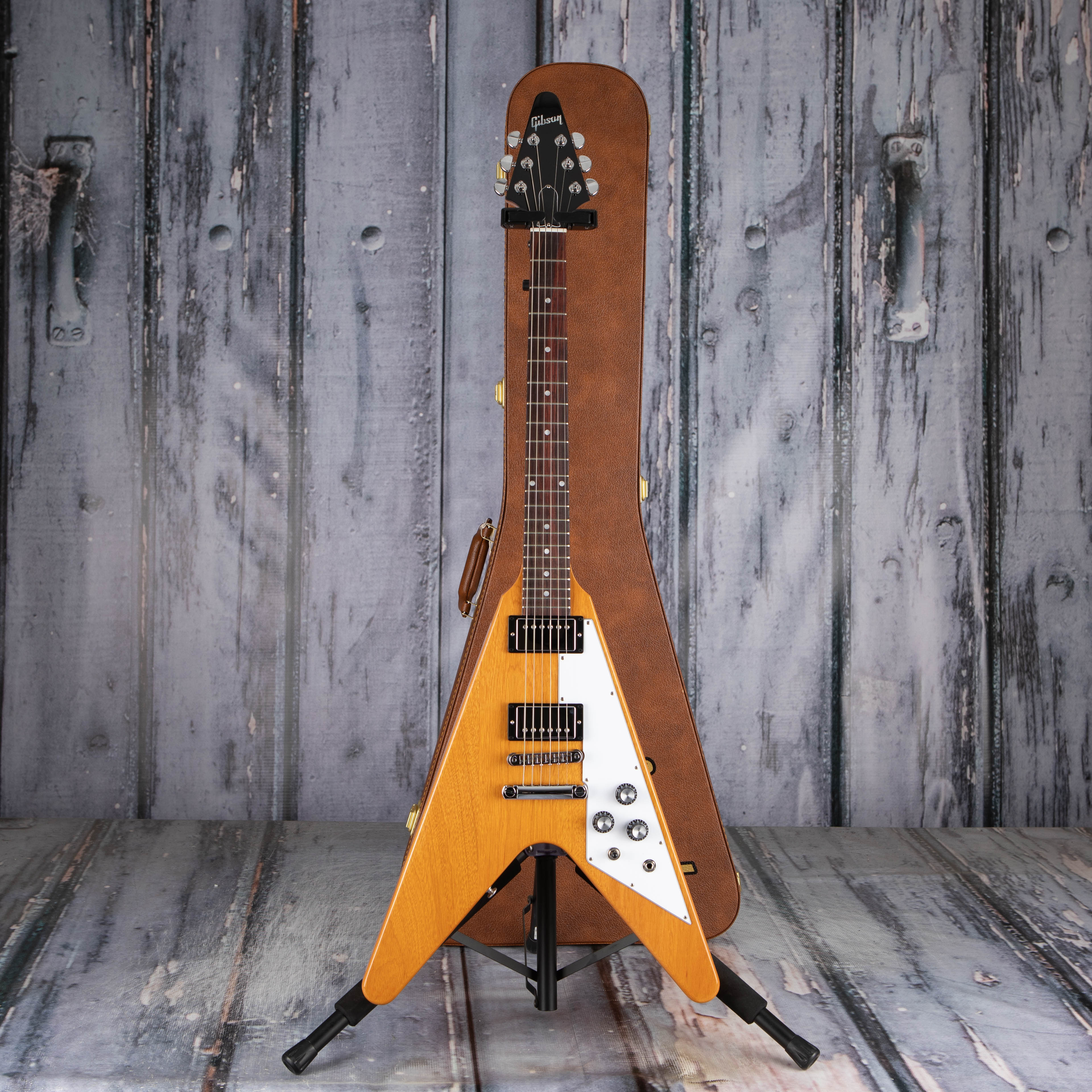 Gibson USA Flying V Electric Guitar, Antique Natural, case