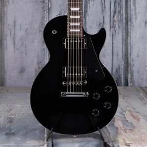 Gibson USA Les Paul Studio Electric Guitar, Ebony, front closeup