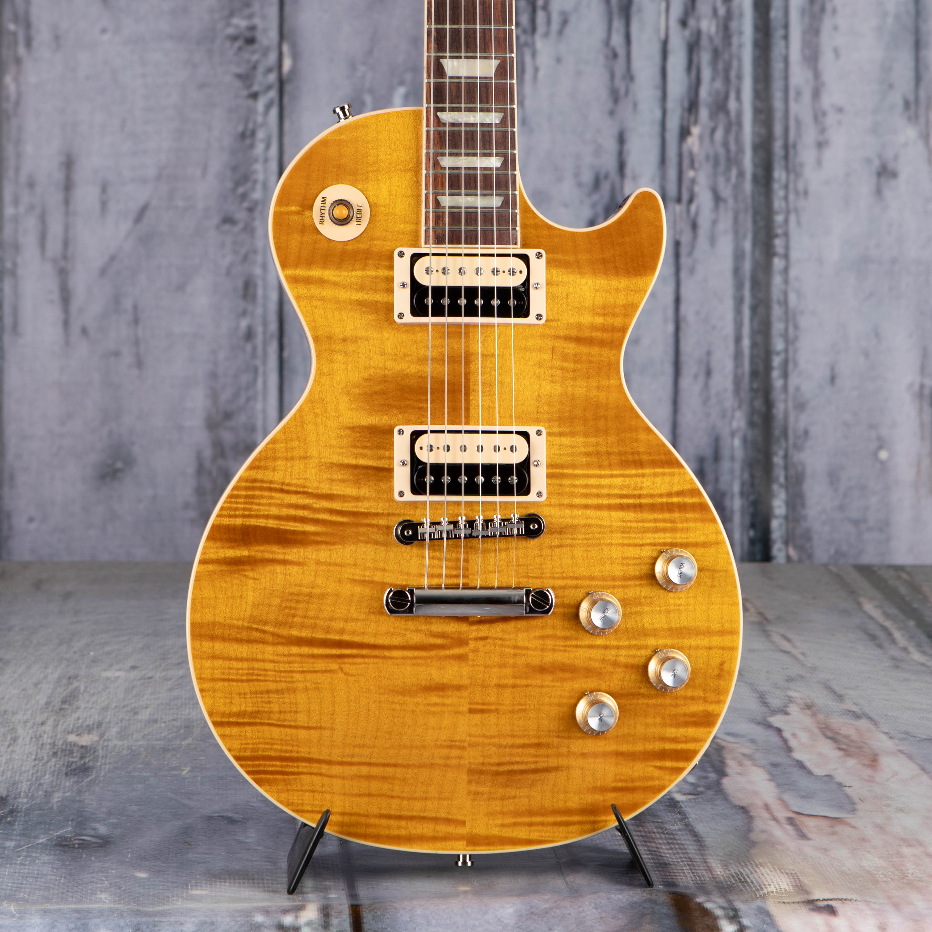 Gibson USA Slash Les Paul Standard Electric Guitar, Appetite Amber, front closeup