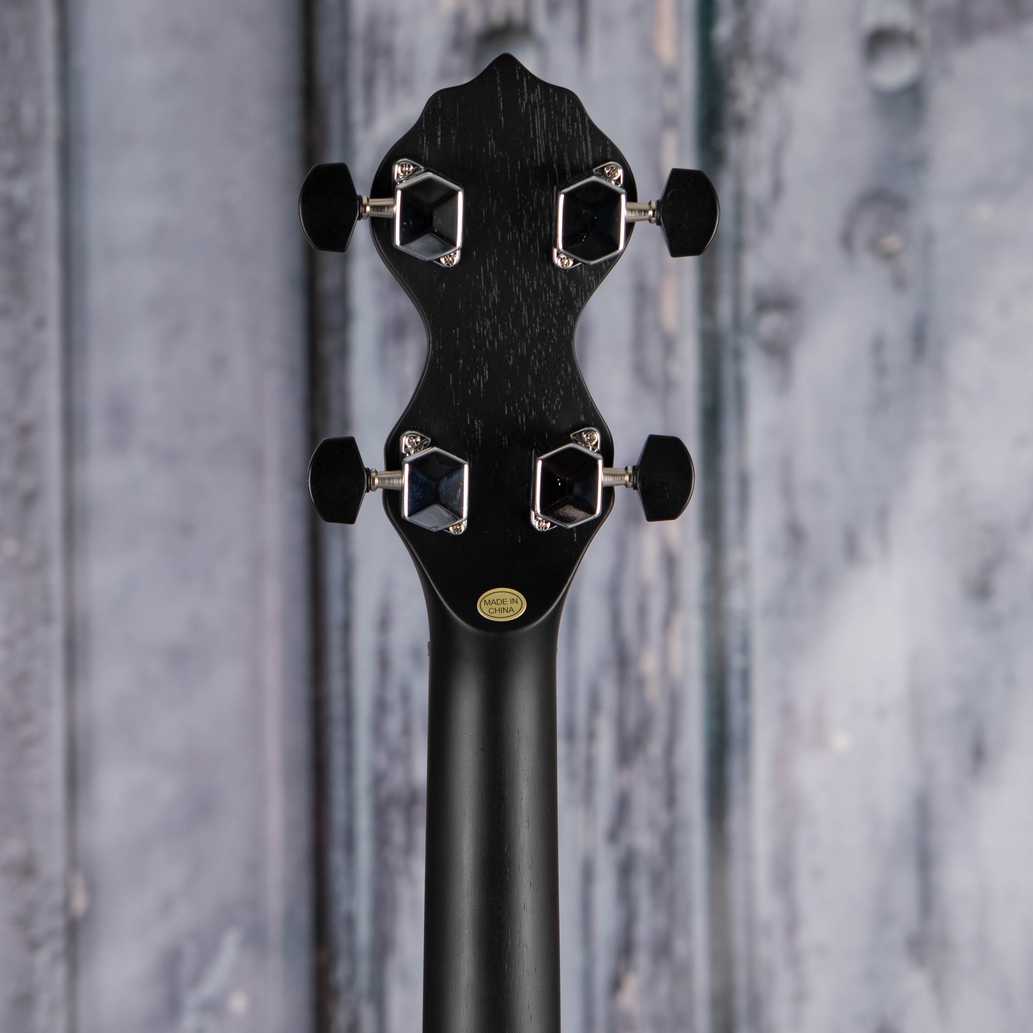 Gold Tone AC-12 Acoustic Composite Banjo, Black, back headstock