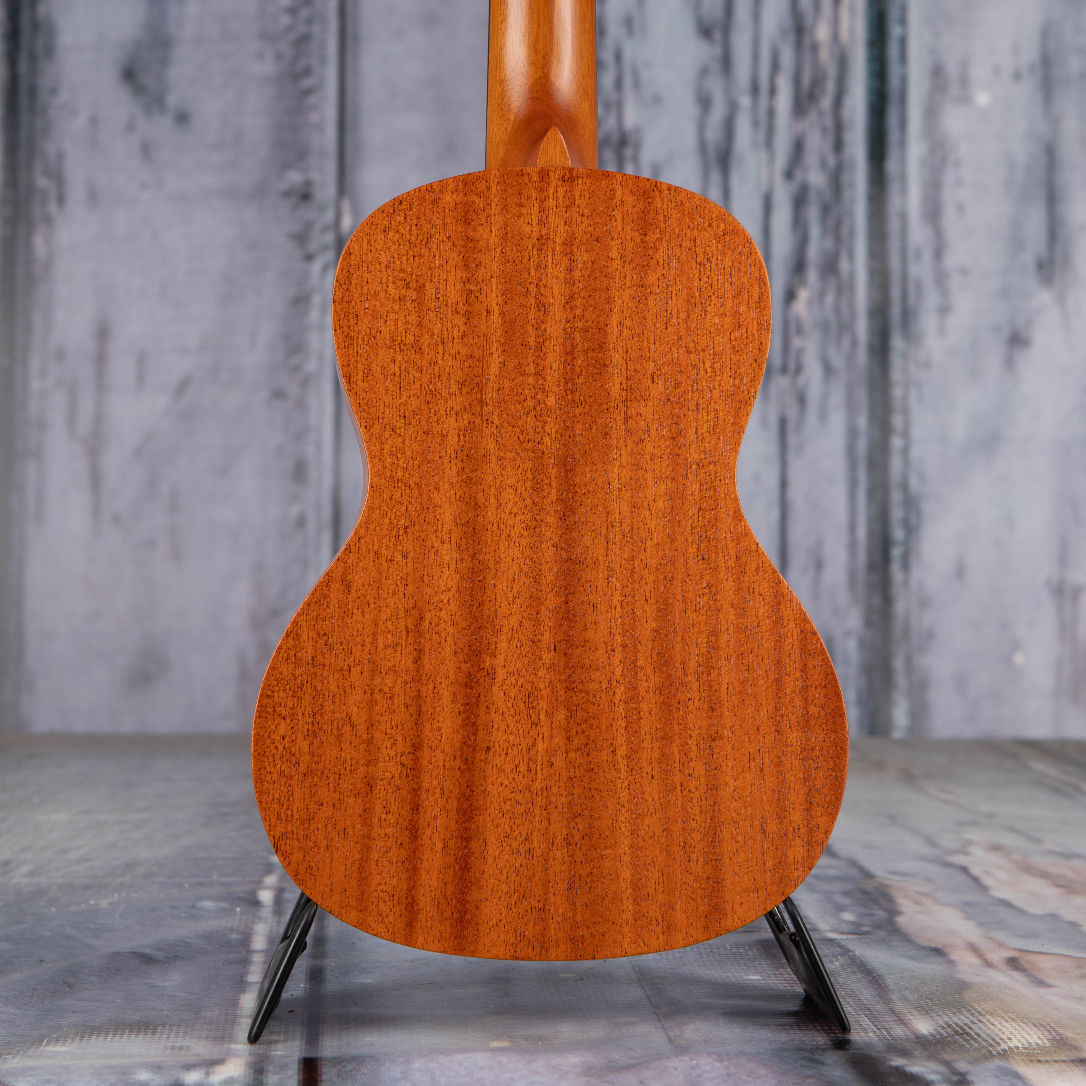 Luna Maluhia Peace Concert Ukulele, Natural, back closeup