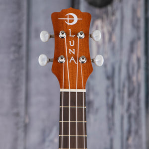 Luna Maluhia Peace Concert Ukulele, Natural, front headstock