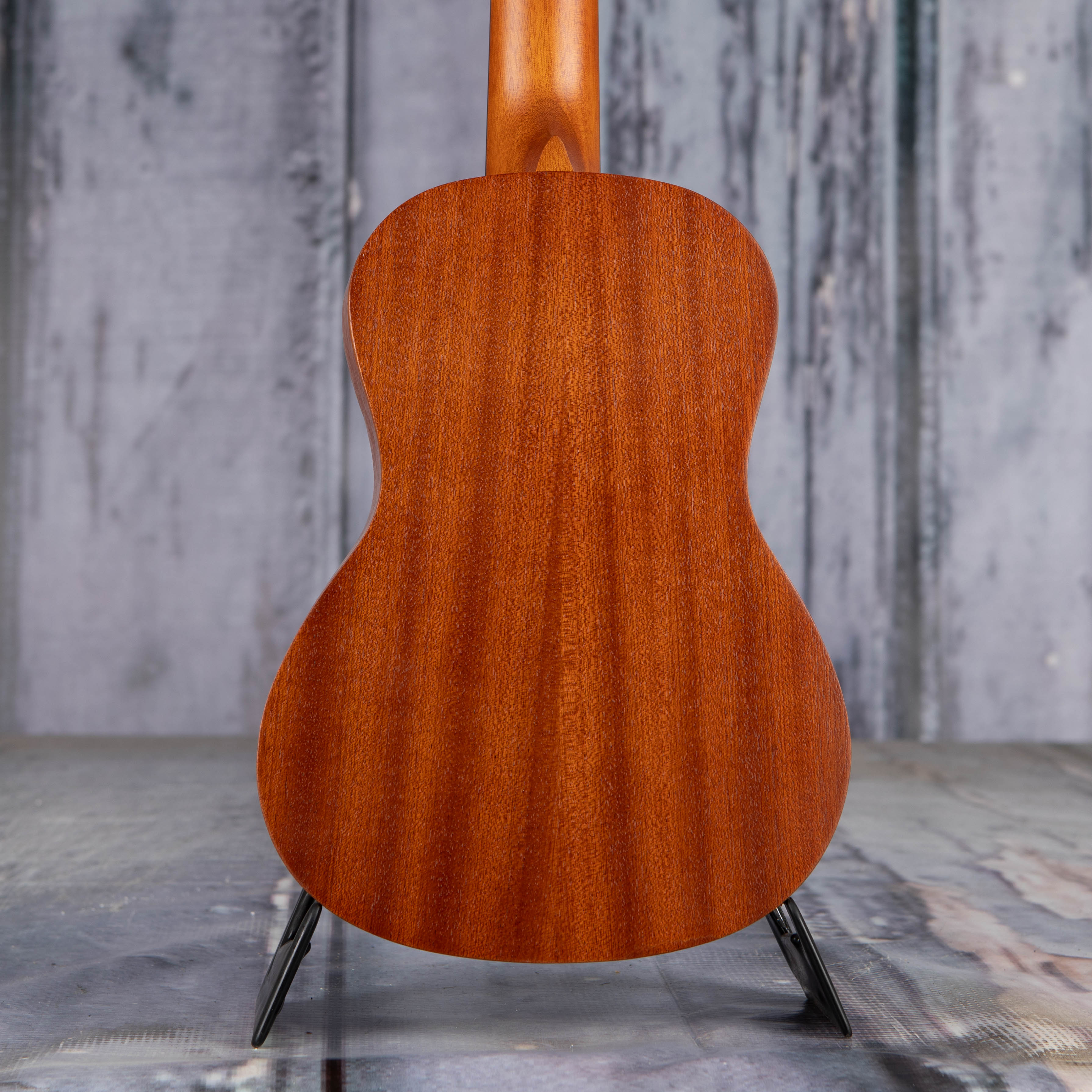 Luna Tattoo Concert Mahogany Ukulele, Natural, back closeup