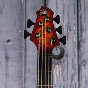 MTD 534-24 10-Top 5-String Electric Bass Guitar, Red Fade Sunburst, front headstock