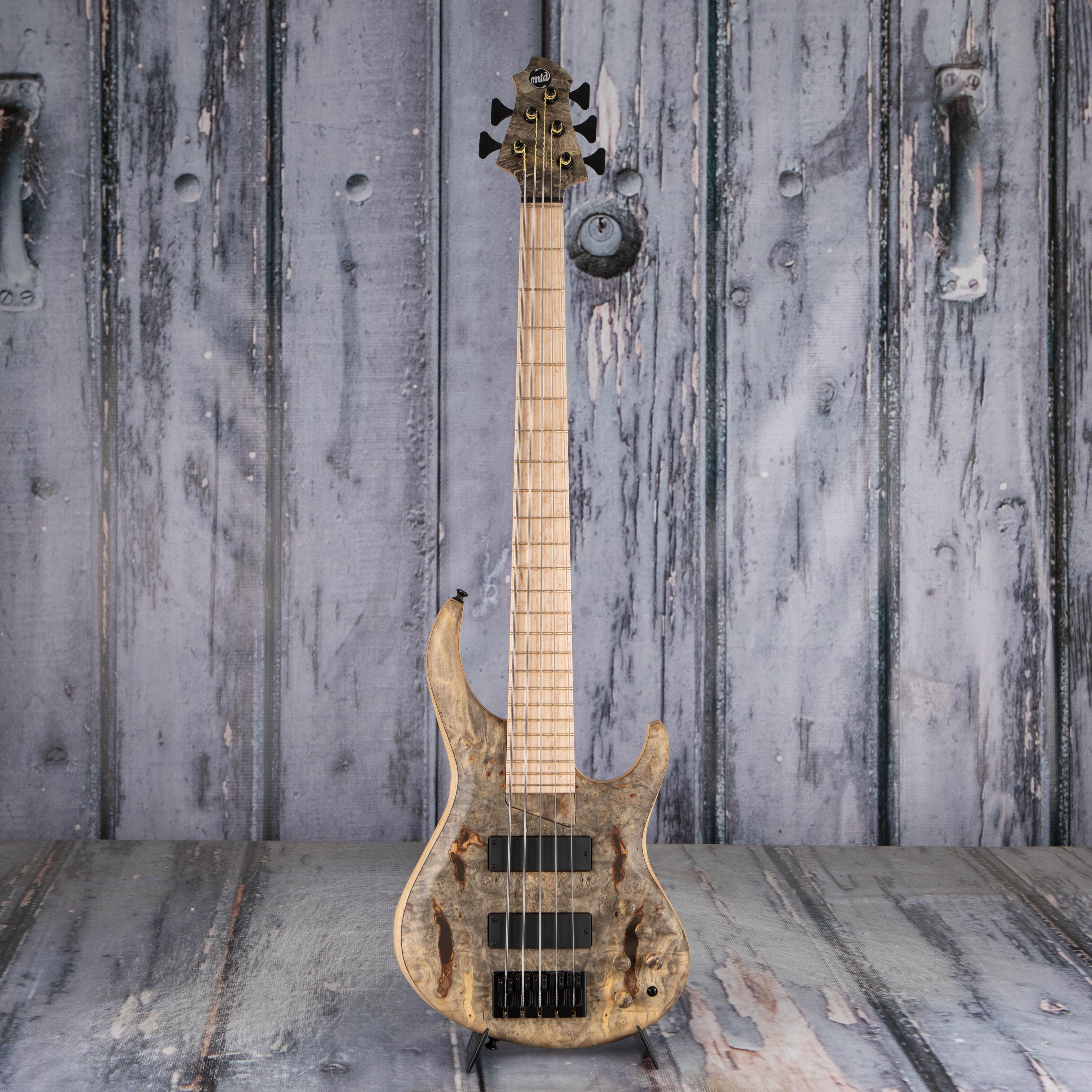 MTD 535-24 Ash 5-String Electric Bass Guitar, Buck Eye Burl, front