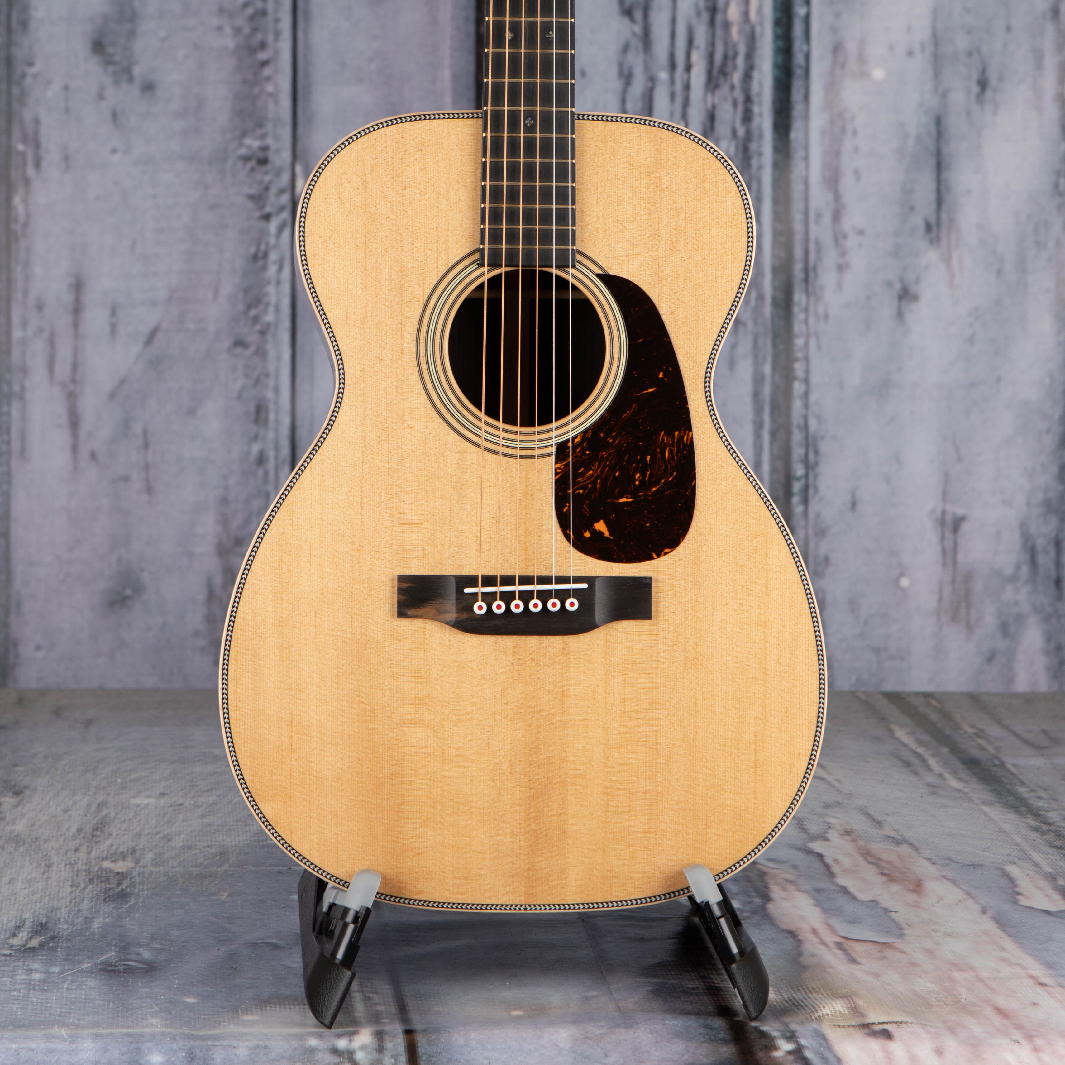 Martin 00-28 Modern Deluxe Acoustic Guitar, Natural, front closeup