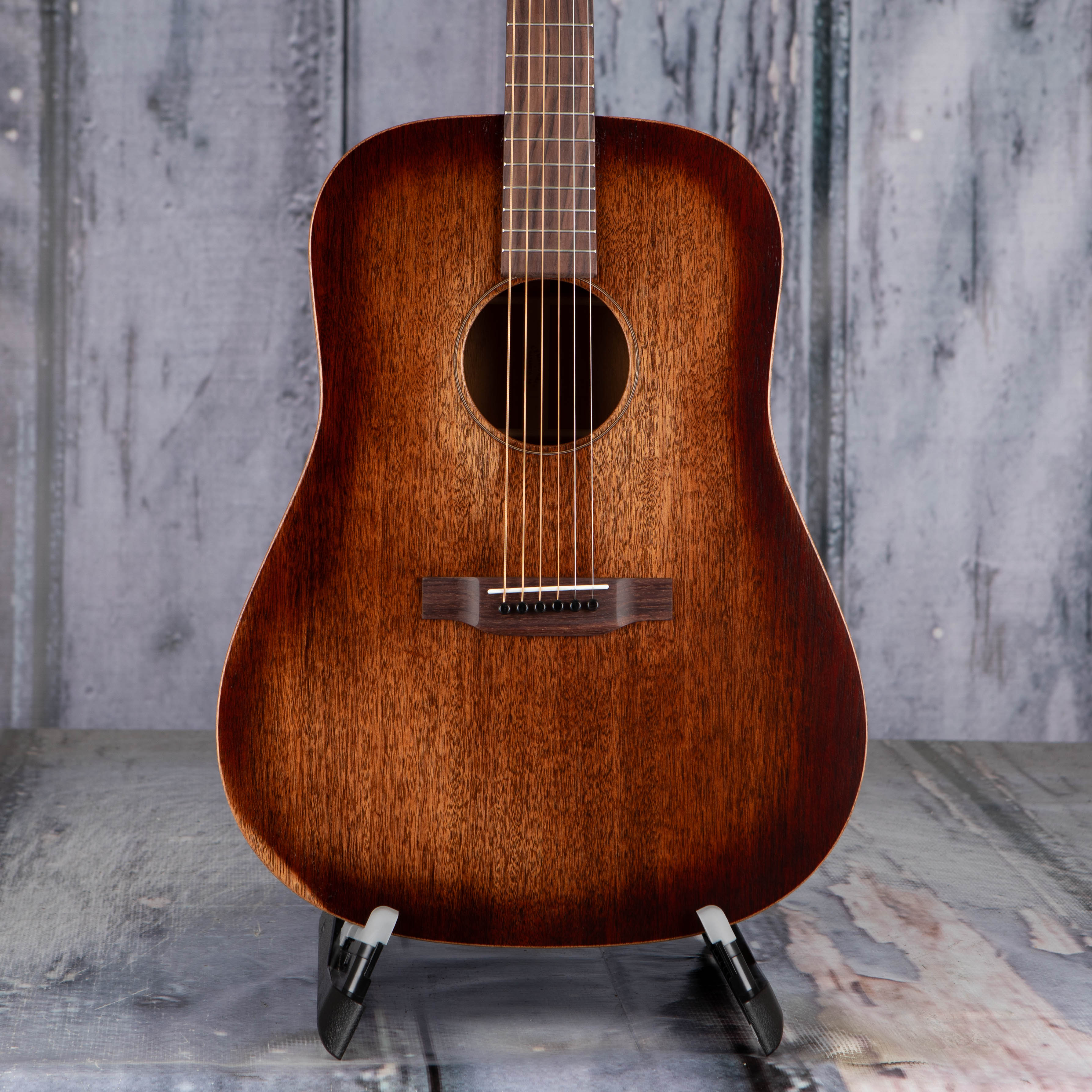 Martin D-15M StreetMaster Dreadnought Acoustic Guitar, Mahogany Burst, front closeup