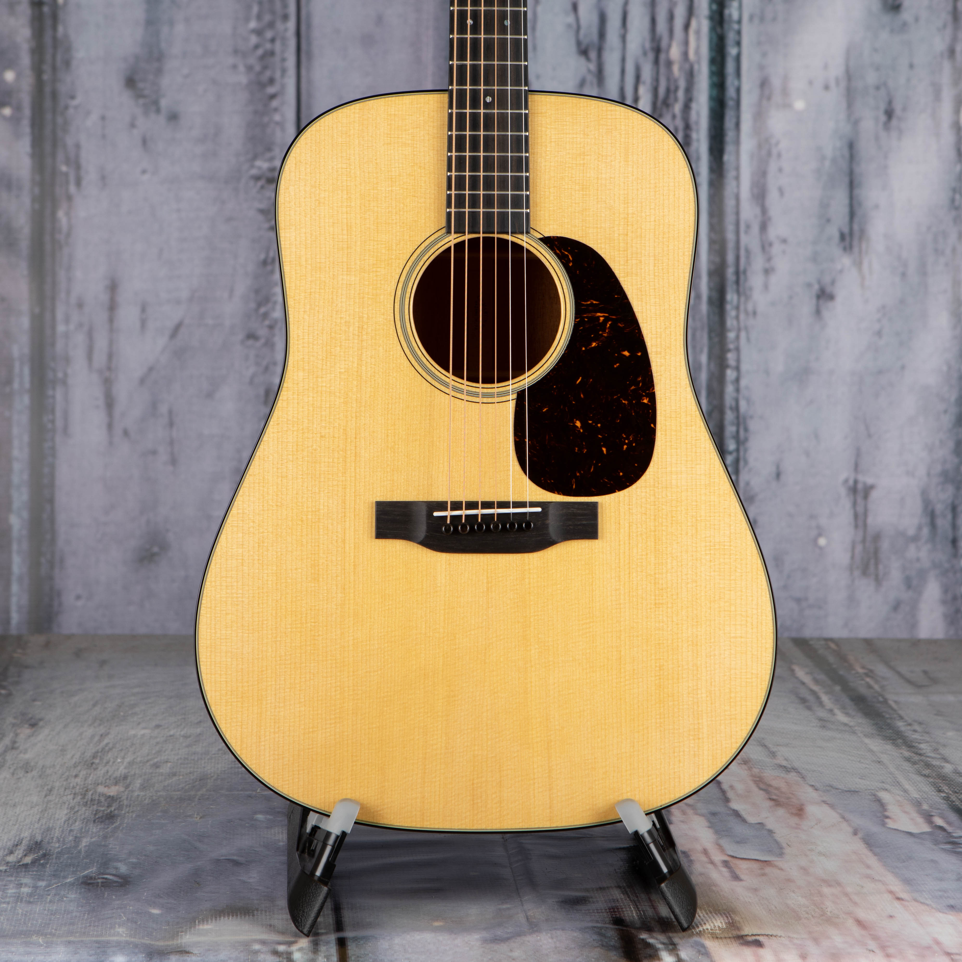 Martin D-18 Acoustic Guitar, Natural, front closeup