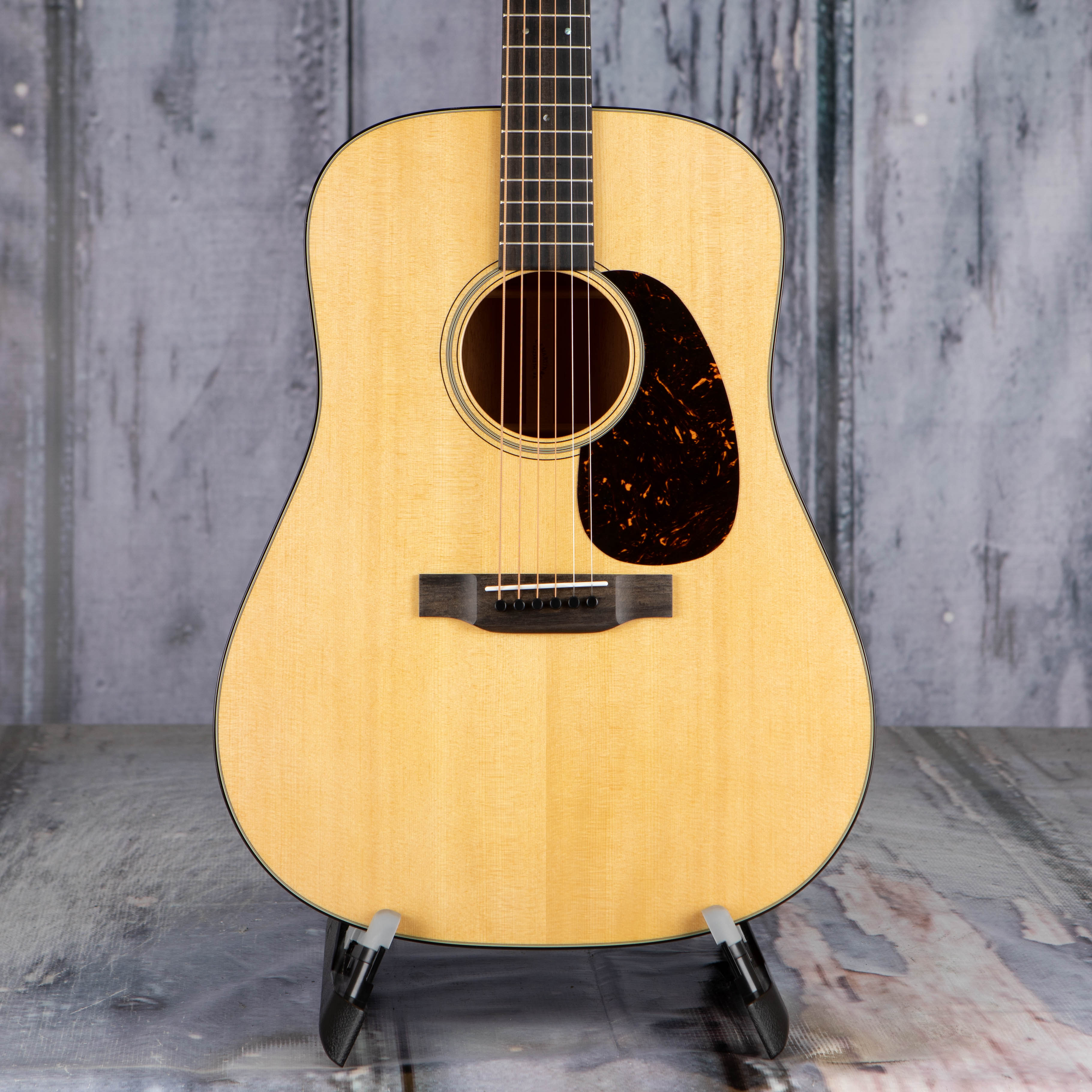 Martin D-18 Dreadnought Acoustic Guitar, Natural, front closeup