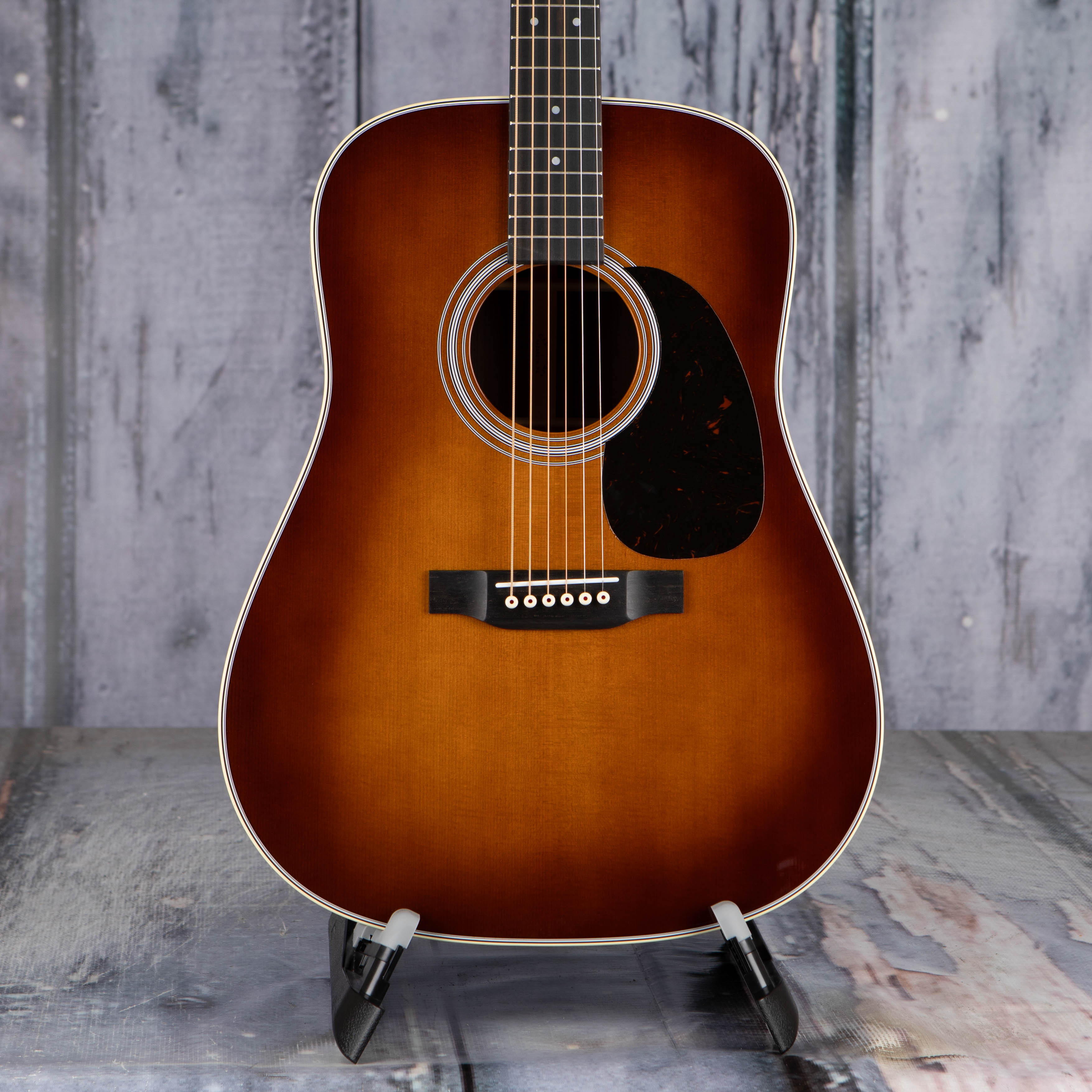 Martin D-28 Acoustic Guitar, Ambertone, front closeup