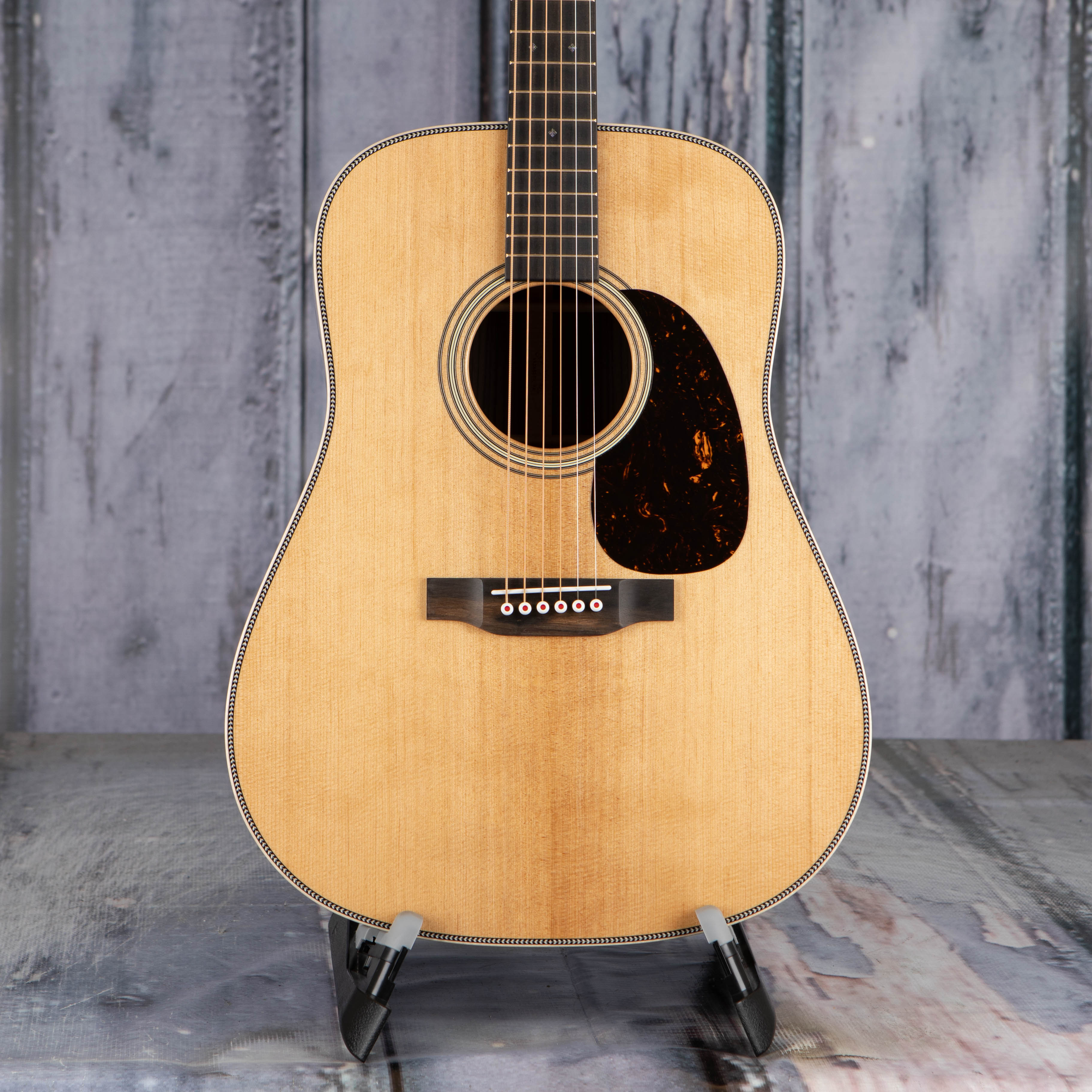 Martin D-28 Modern Deluxe Acoustic Guitar, Natural, front closeup