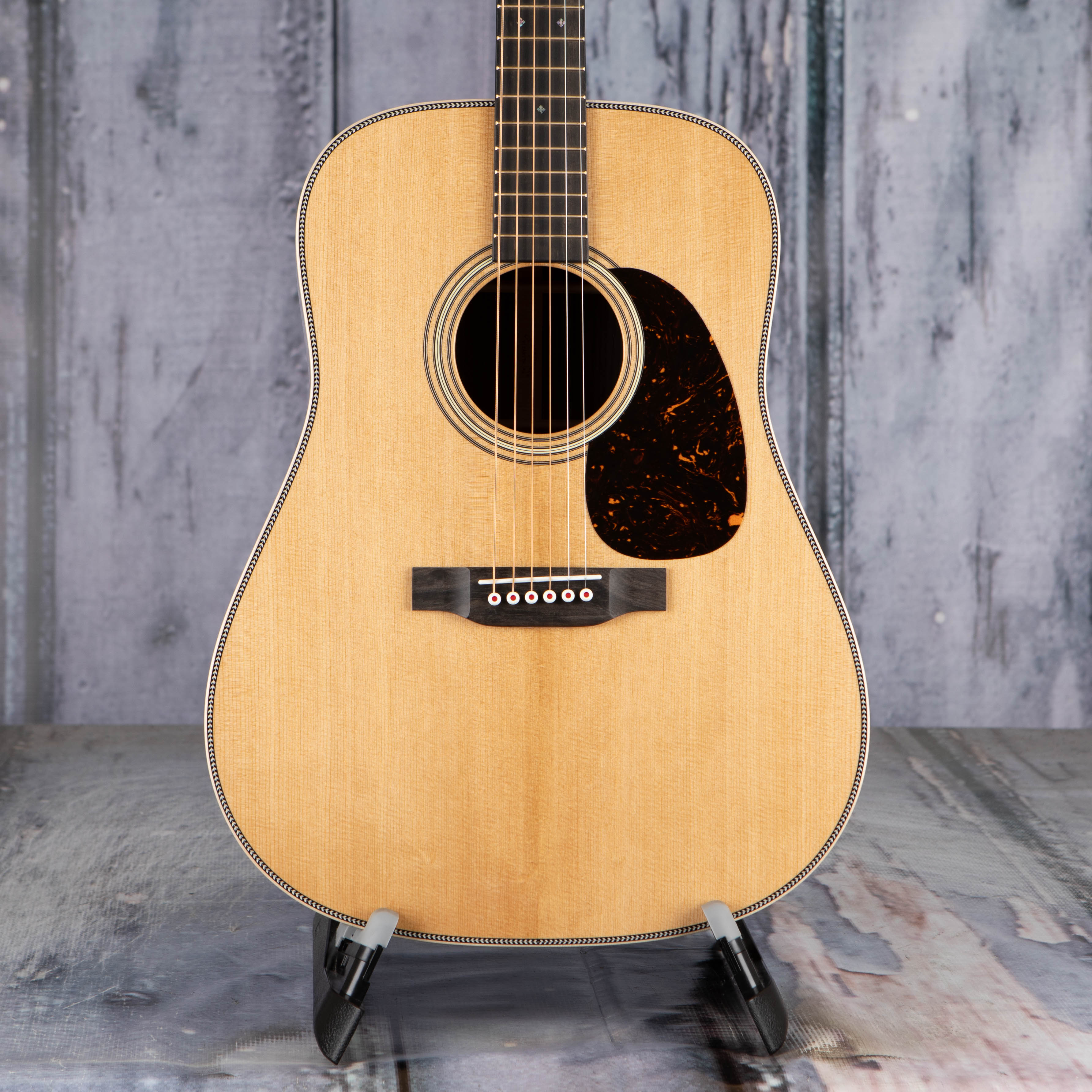 Martin D-28 Modern Deluxe Acoustic Guitar, Natural, front closeup