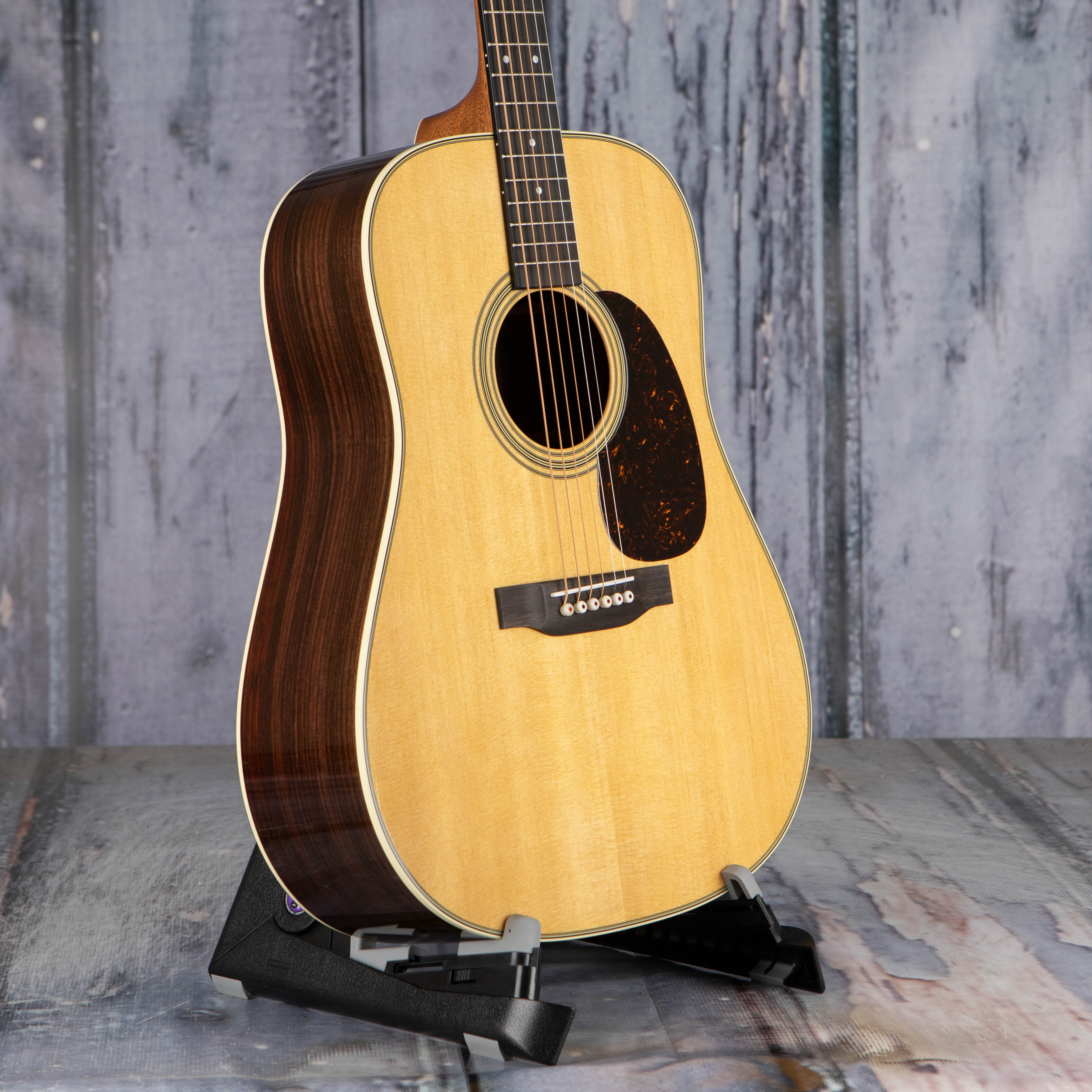 Martin D-28 Standard Acoustic Guitar, Natural, angle