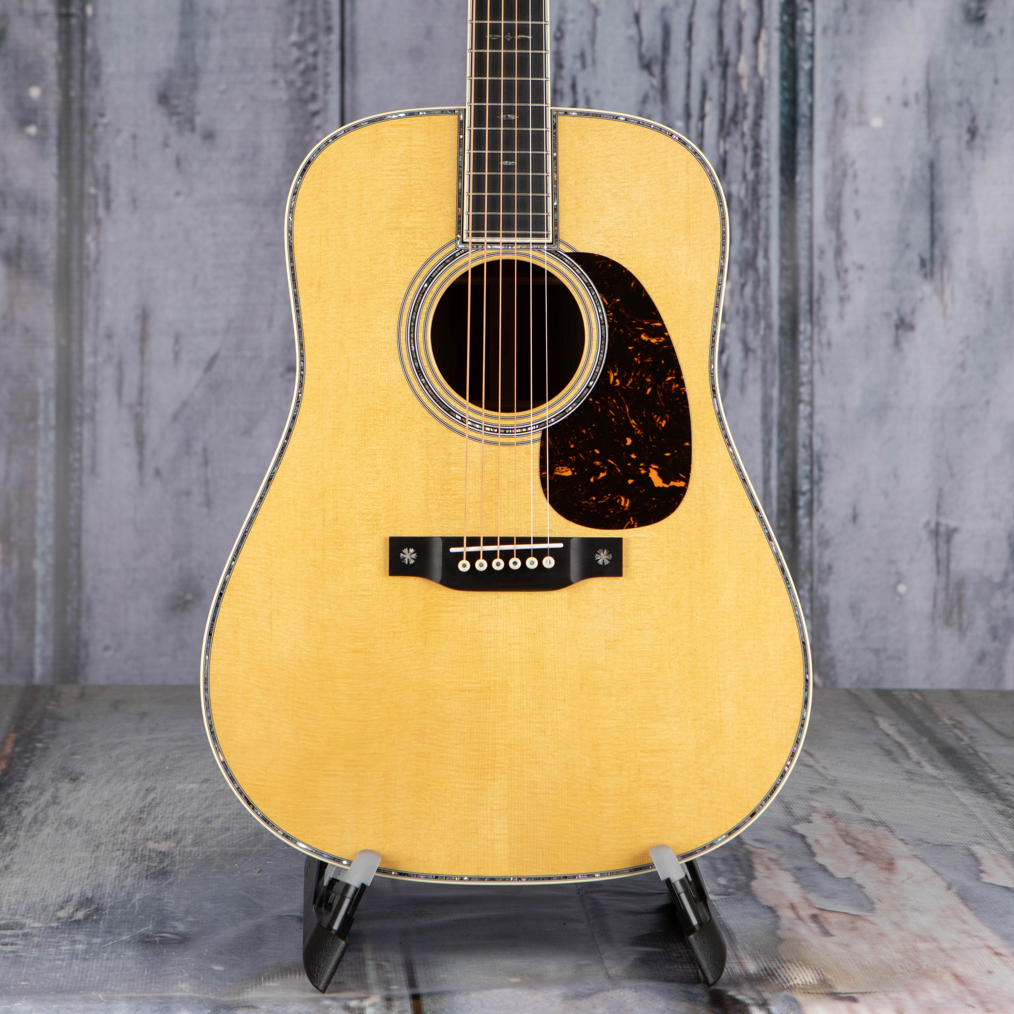 Martin D-42 Acoustic Guitar, Natural, front closeup