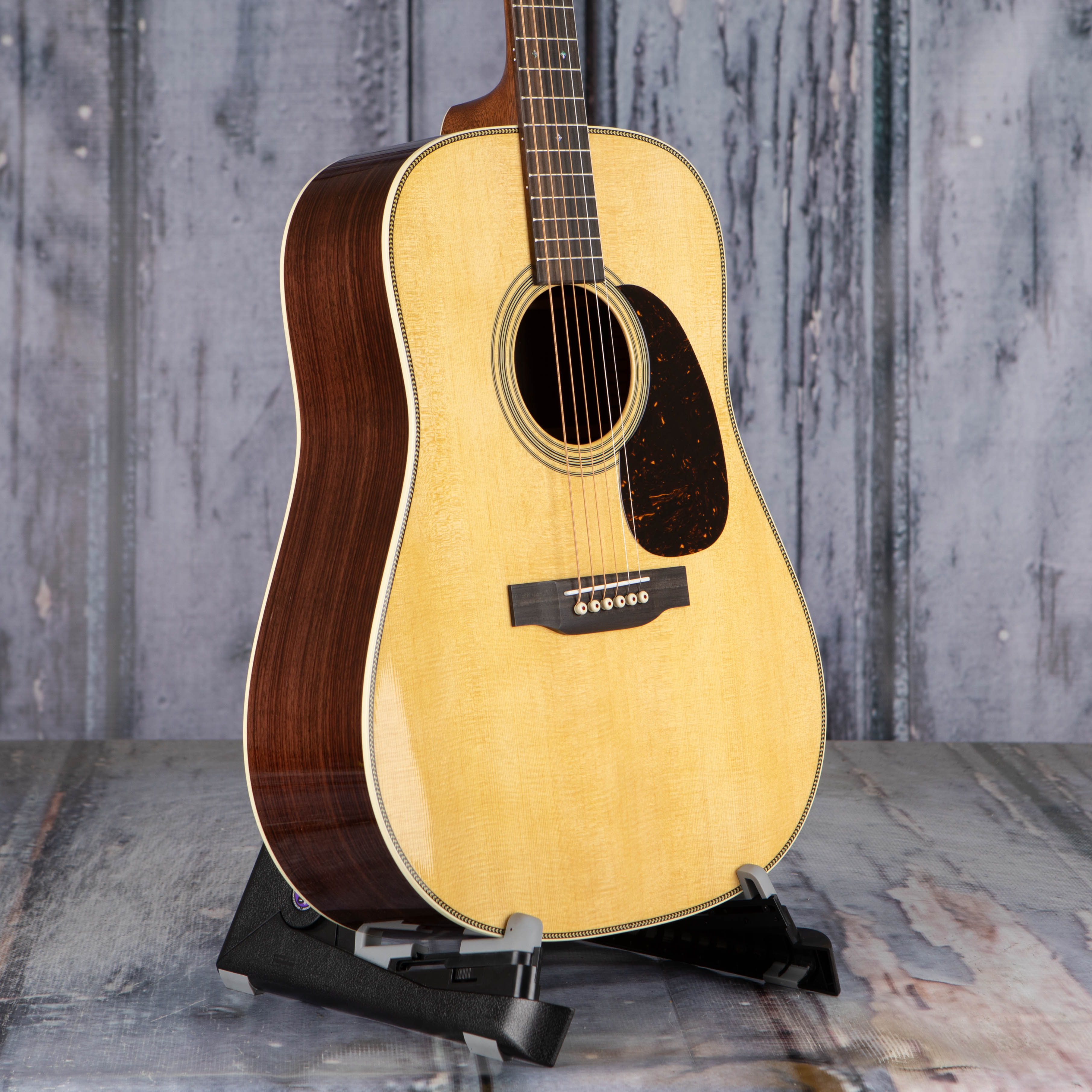 Martin HD-28 Acoustic Guitar, Natural, angle