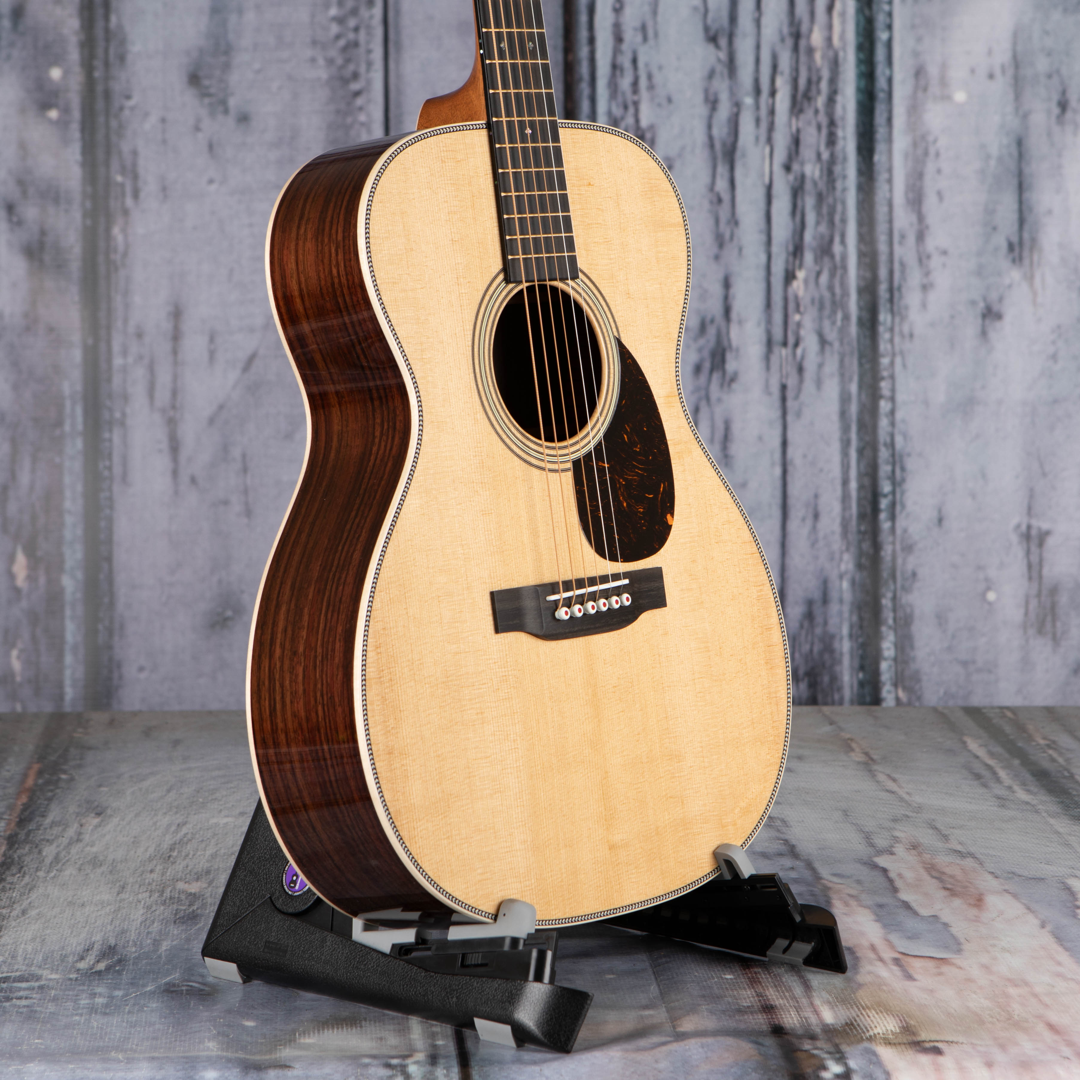 Martin OM-28 Modern Deluxe Acoustic Guitar, Natural, angle