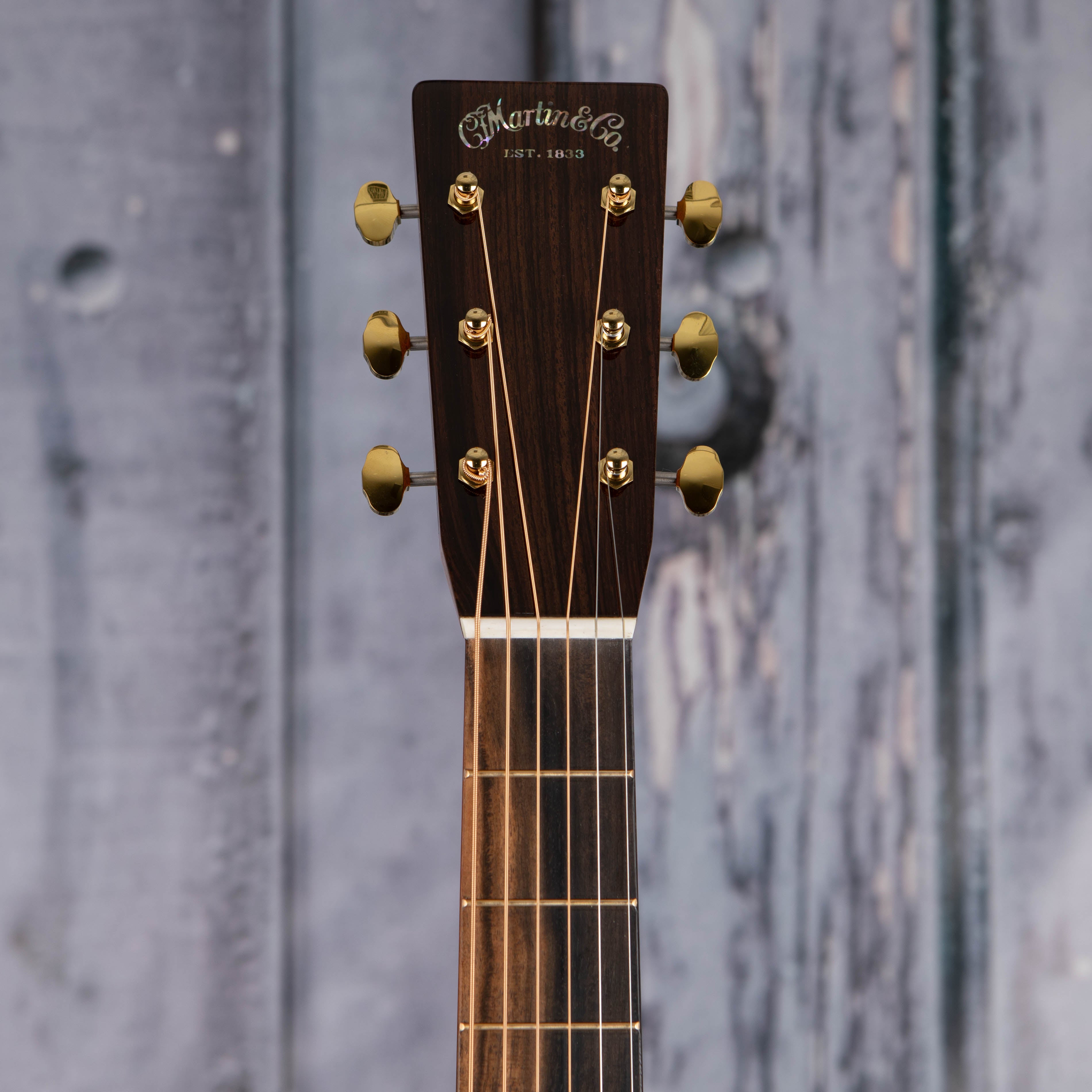 Martin OM-28 Modern Deluxe Acoustic Guitar, Natural, front headstock